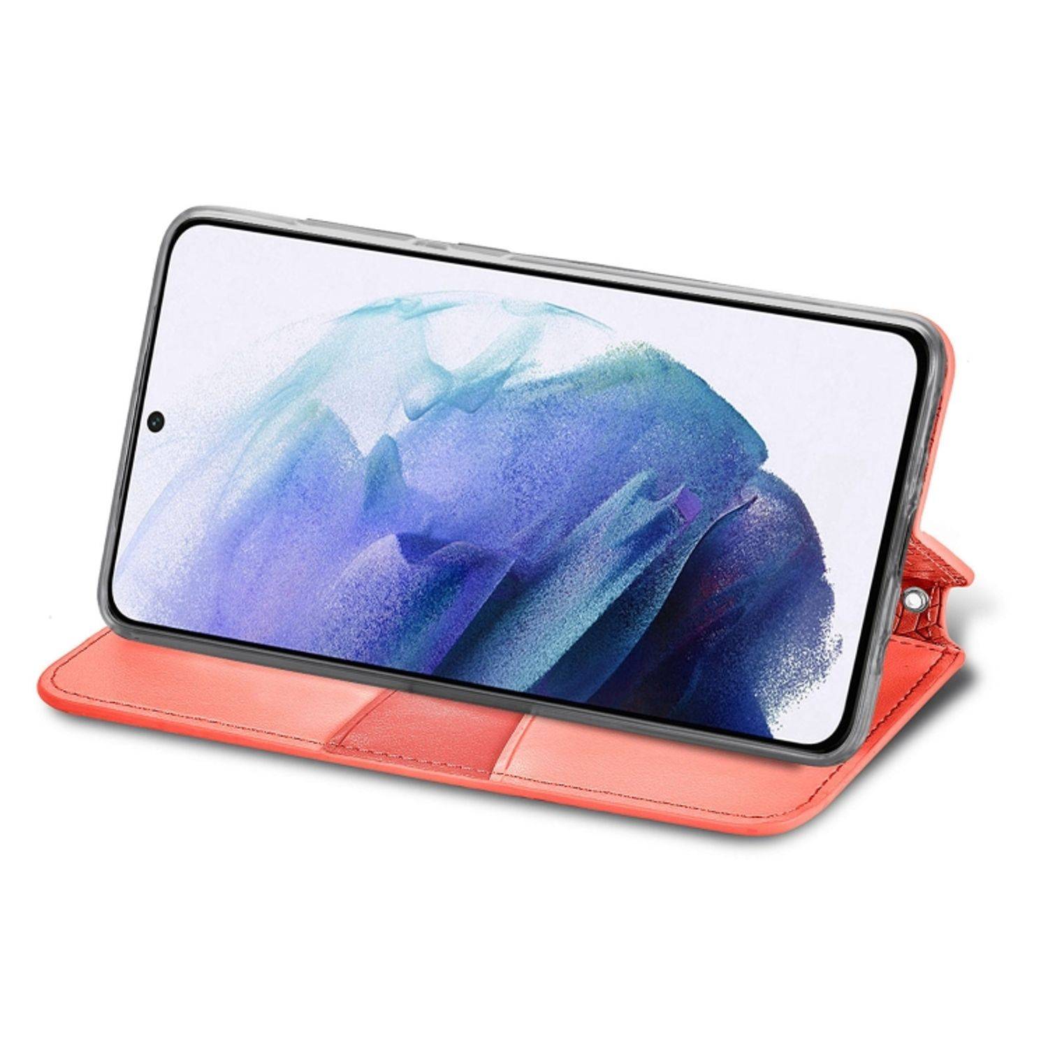 Hülle kompatibel mit Samsung Galaxy S22 5G Kunstleder Handyhülle - Handy Case Rot