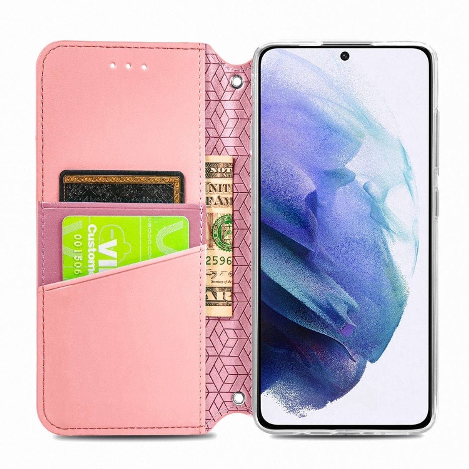 Hülle kompatibel mit Samsung Galaxy S22 5G Kunstleder Handyhülle - Handy Case Rosa
