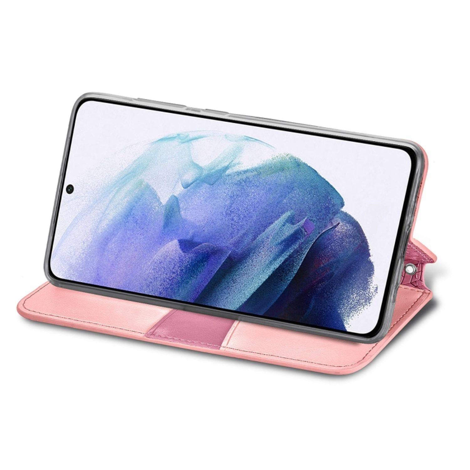 Hülle kompatibel mit Samsung Galaxy S22 5G Kunstleder Handyhülle - Handy Case Rosa