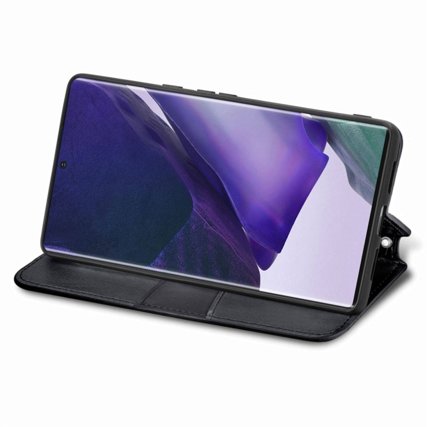 Hülle kompatibel mit Samsung Galaxy S22 Ultra 5G Kunstleder Handyhülle - Handy Case Schwarz