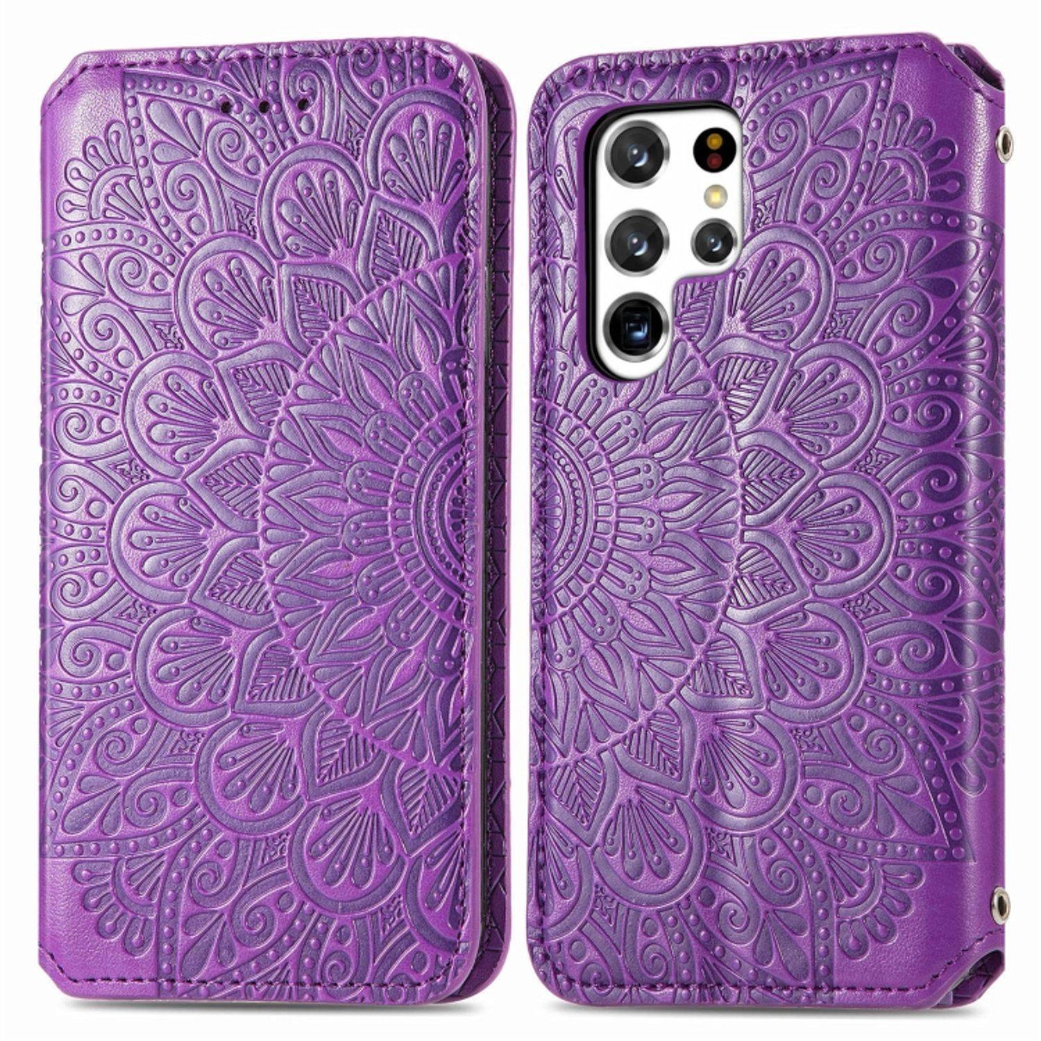Hülle kompatibel mit Samsung Galaxy S22 Ultra 5G Kunstleder Handyhülle - Handy Case Lila