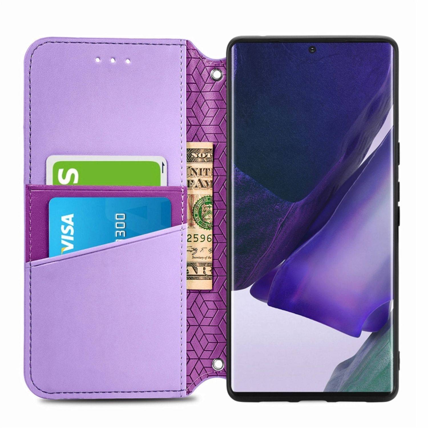Hülle kompatibel mit Samsung Galaxy S22 Ultra 5G Kunstleder Handyhülle - Handy Case Lila