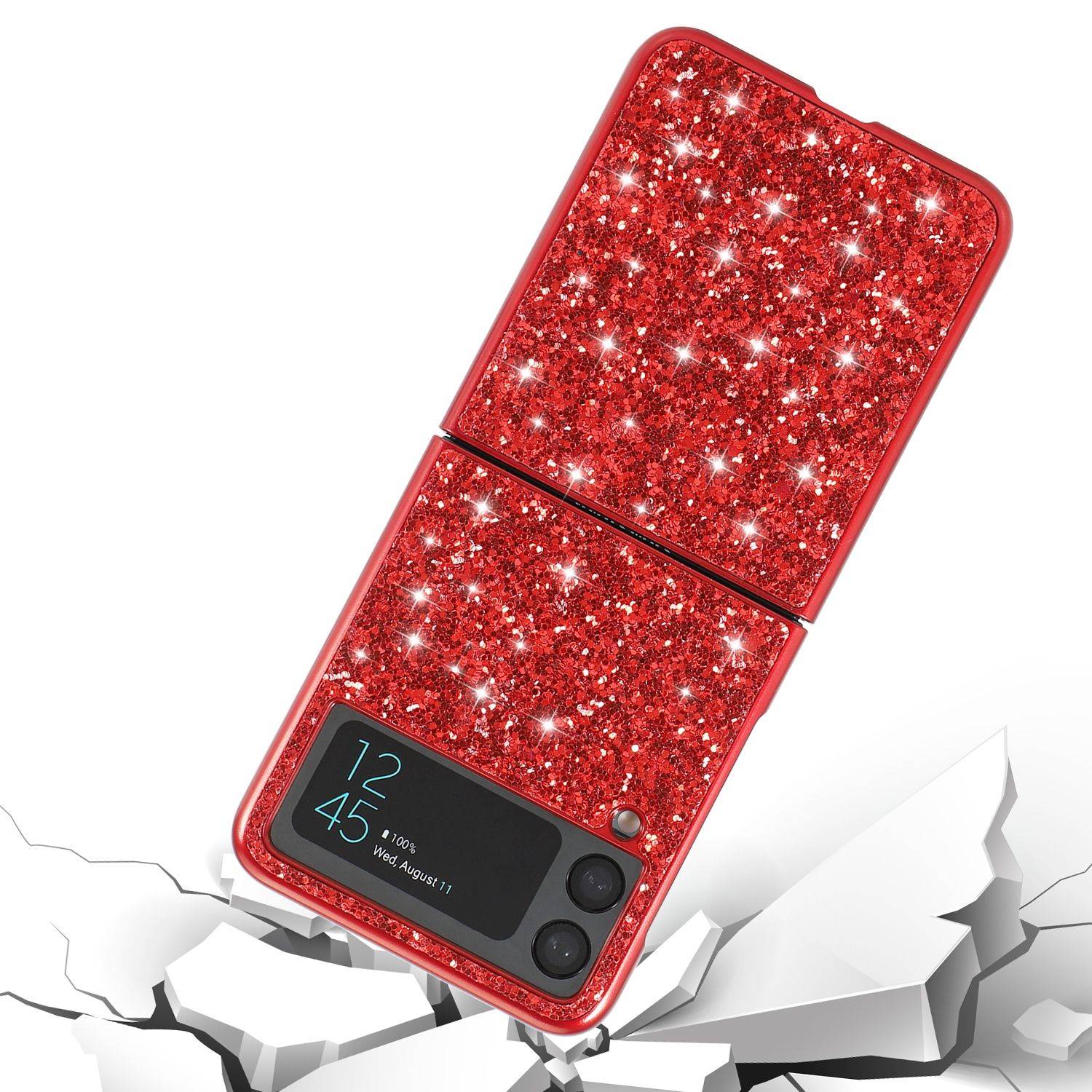 Hülle kompatibel mit Samsung Galaxy Z Flip3 5G Kunststoff Soft Handyhülle - Handy Case Silber