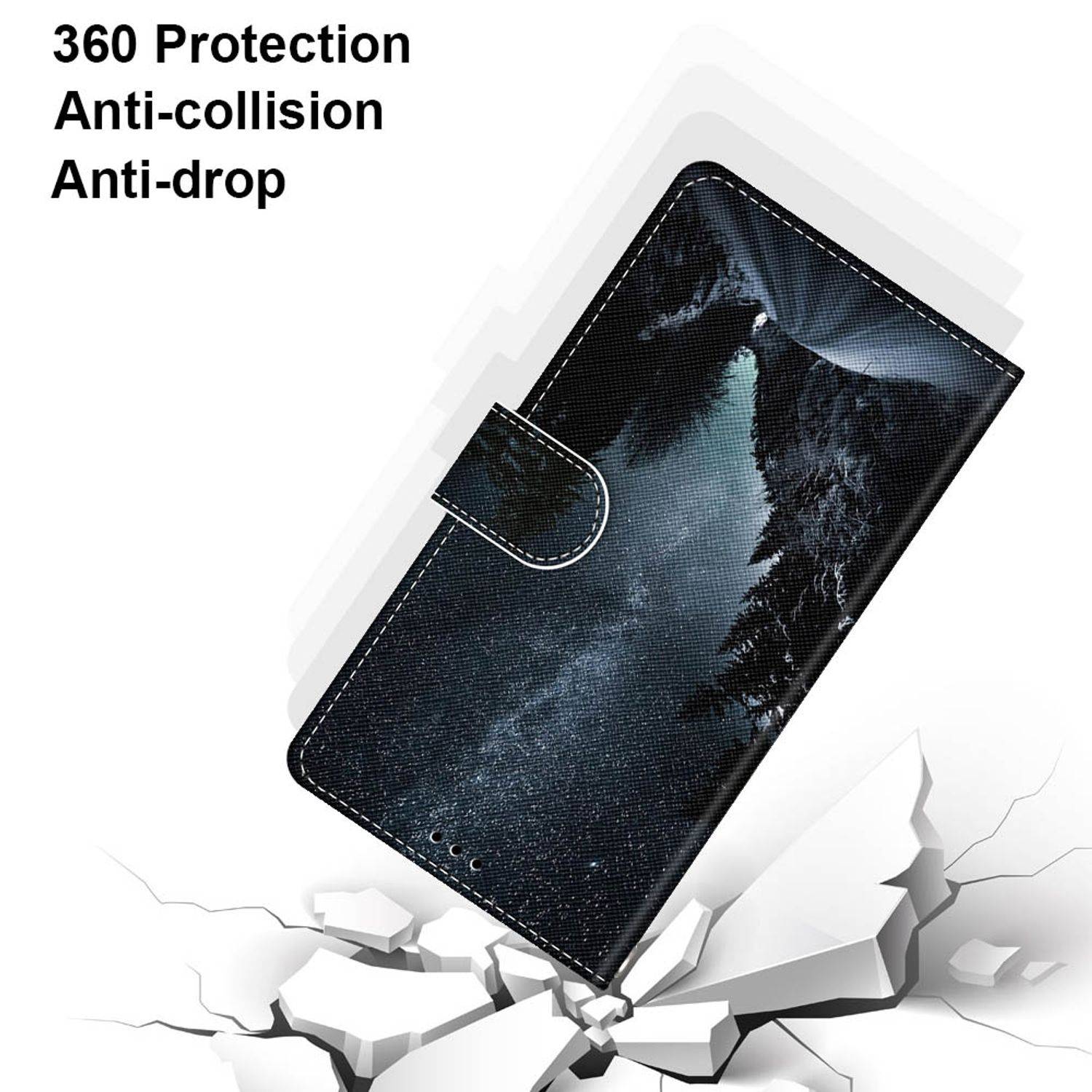Hülle kompatibel mit Samsung Galaxy S22 Plus 5G Kunstleder Handyhülle - Handy Case Bergstraße Sternenhimmel