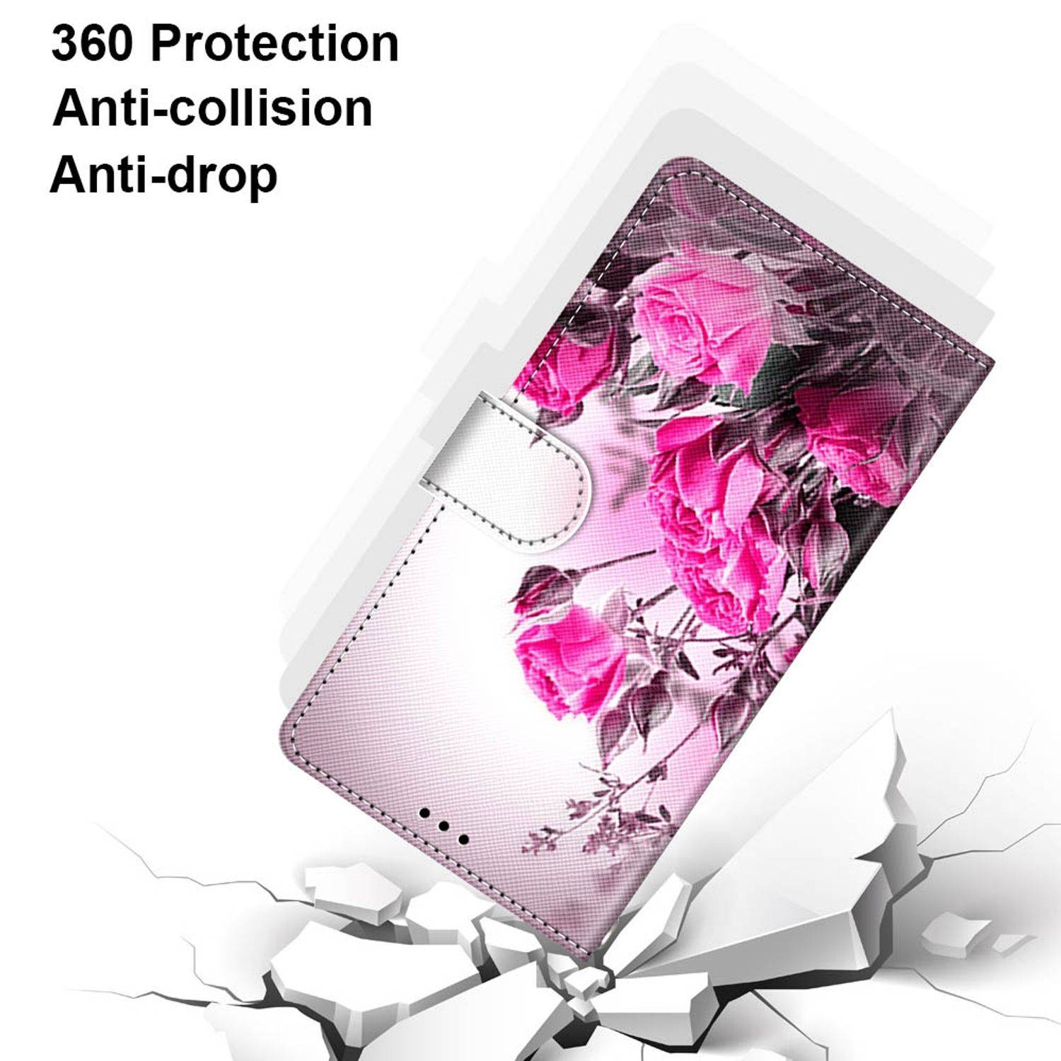 Hülle kompatibel mit Samsung Galaxy S22 Ultra 5G Kunstleder Handyhülle - Handy Case Wilde Rose