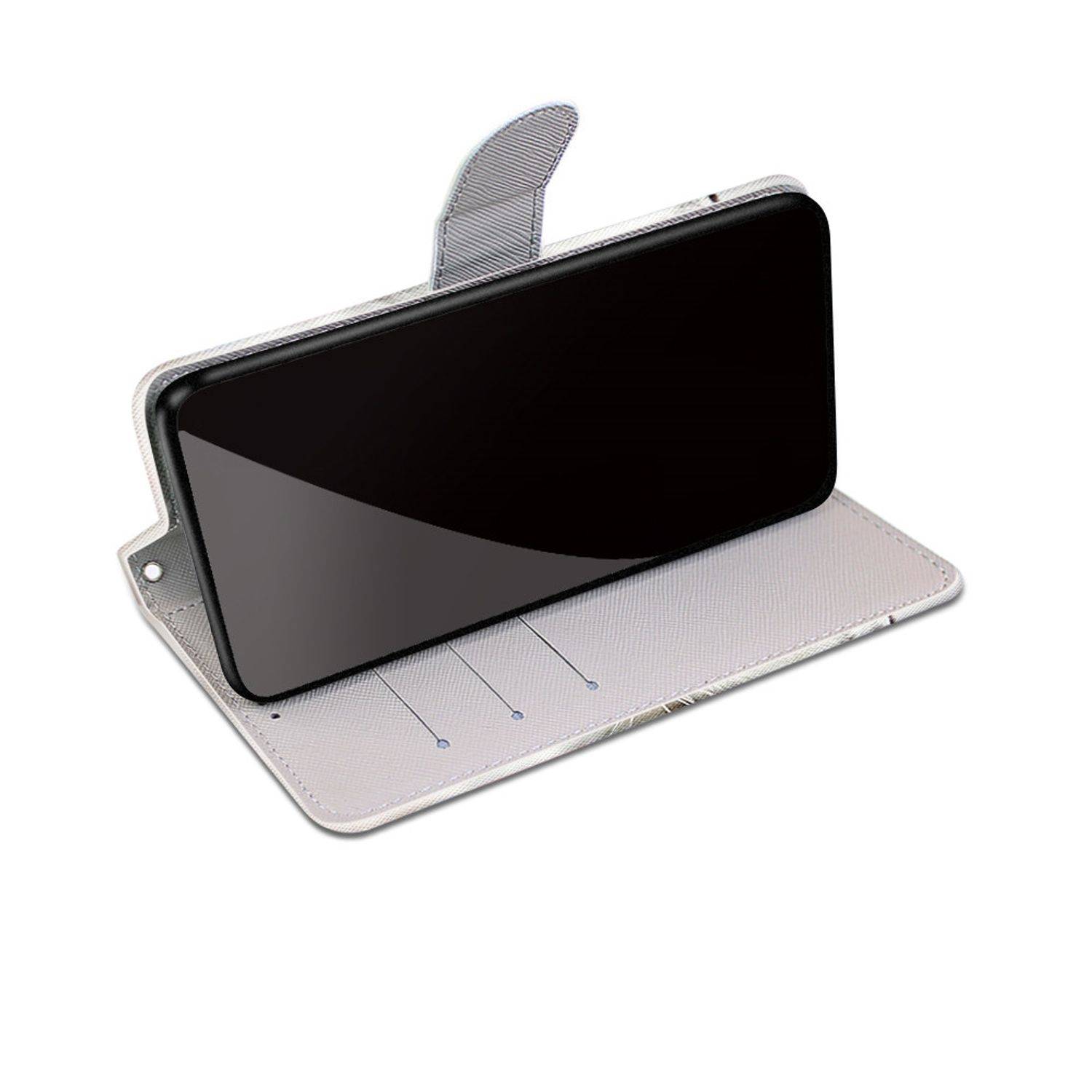 Hülle kompatibel mit Samsung Galaxy S22 Ultra 5G Kunstleder Handyhülle - Handy Case Weißes Kätzchen