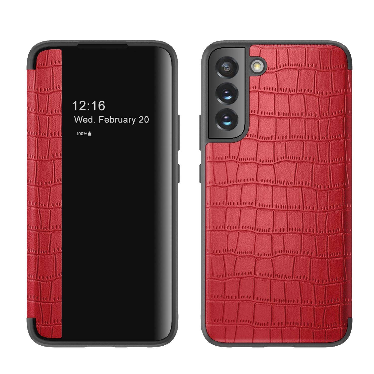 Hülle kompatibel mit Samsung Galaxy S22 5G Kunstleder Handyhülle - Handy Case Rot