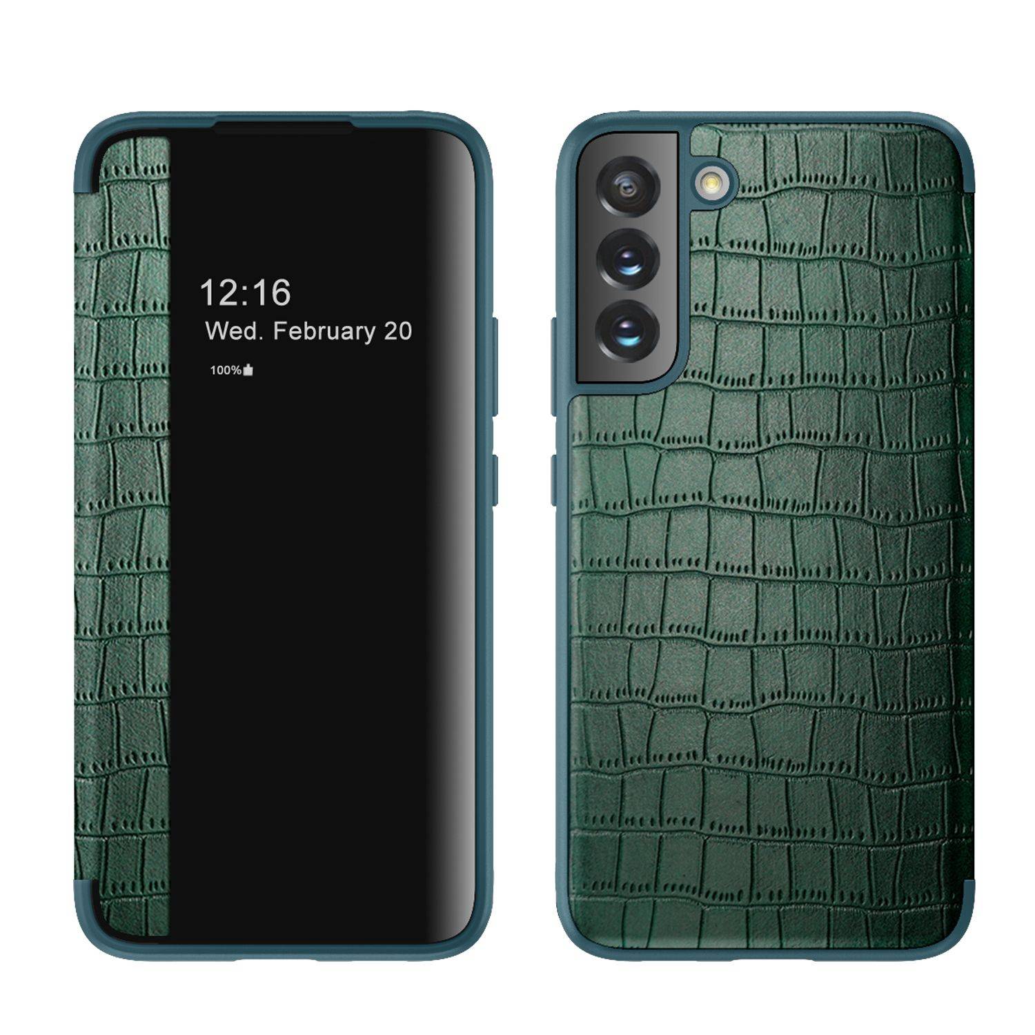 Hülle kompatibel mit Samsung Galaxy S22 5G Kunstleder Handyhülle - Handy Case Grün