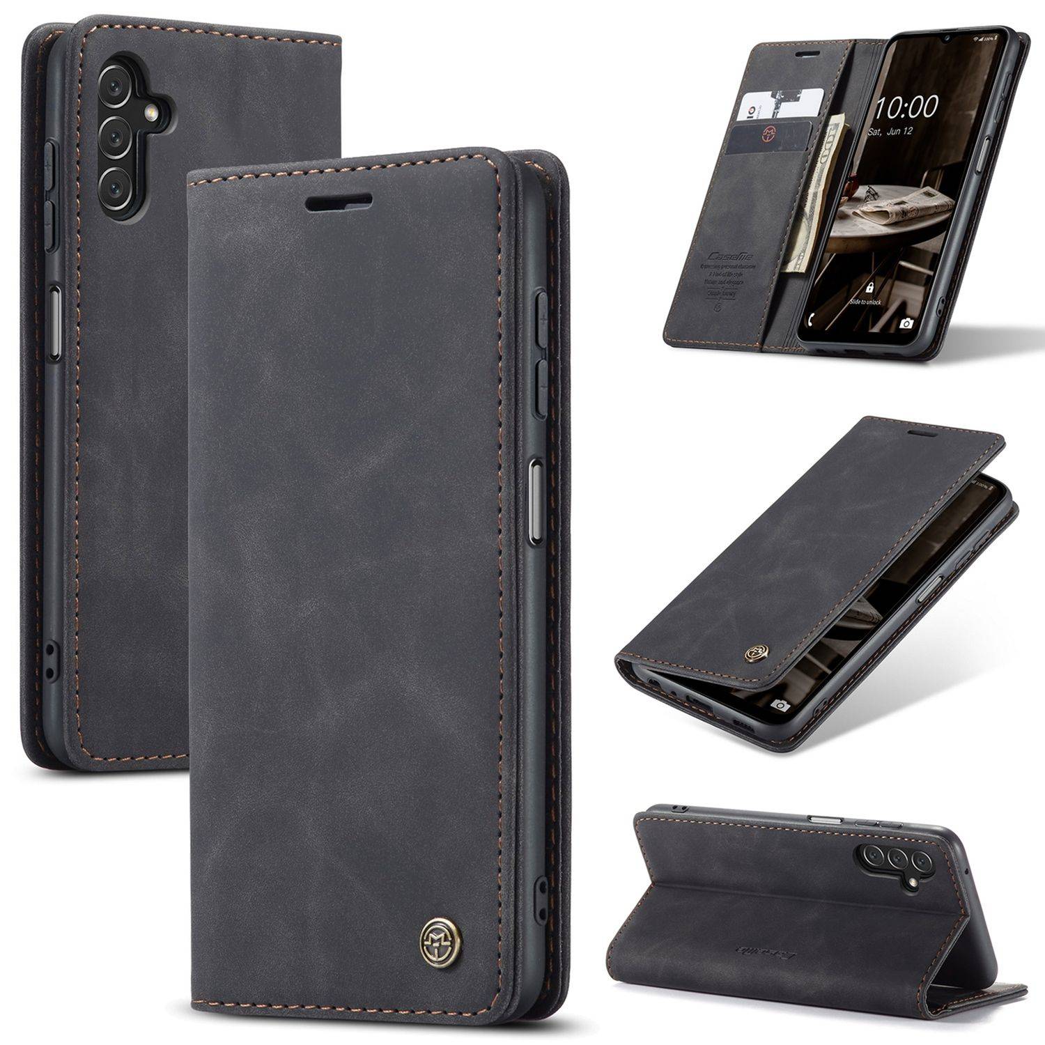 Hülle kompatibel mit Samsung Galaxy A13 5G Kunstleder Handyhülle - Handy Case Schwarz