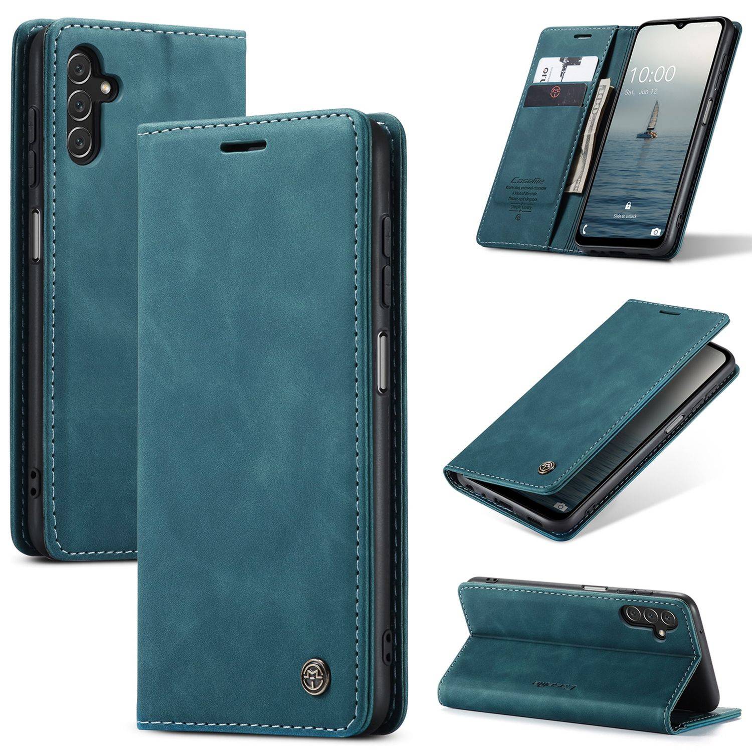 Hülle kompatibel mit Samsung Galaxy A13 5G Kunstleder Handyhülle - Handy Case Blau