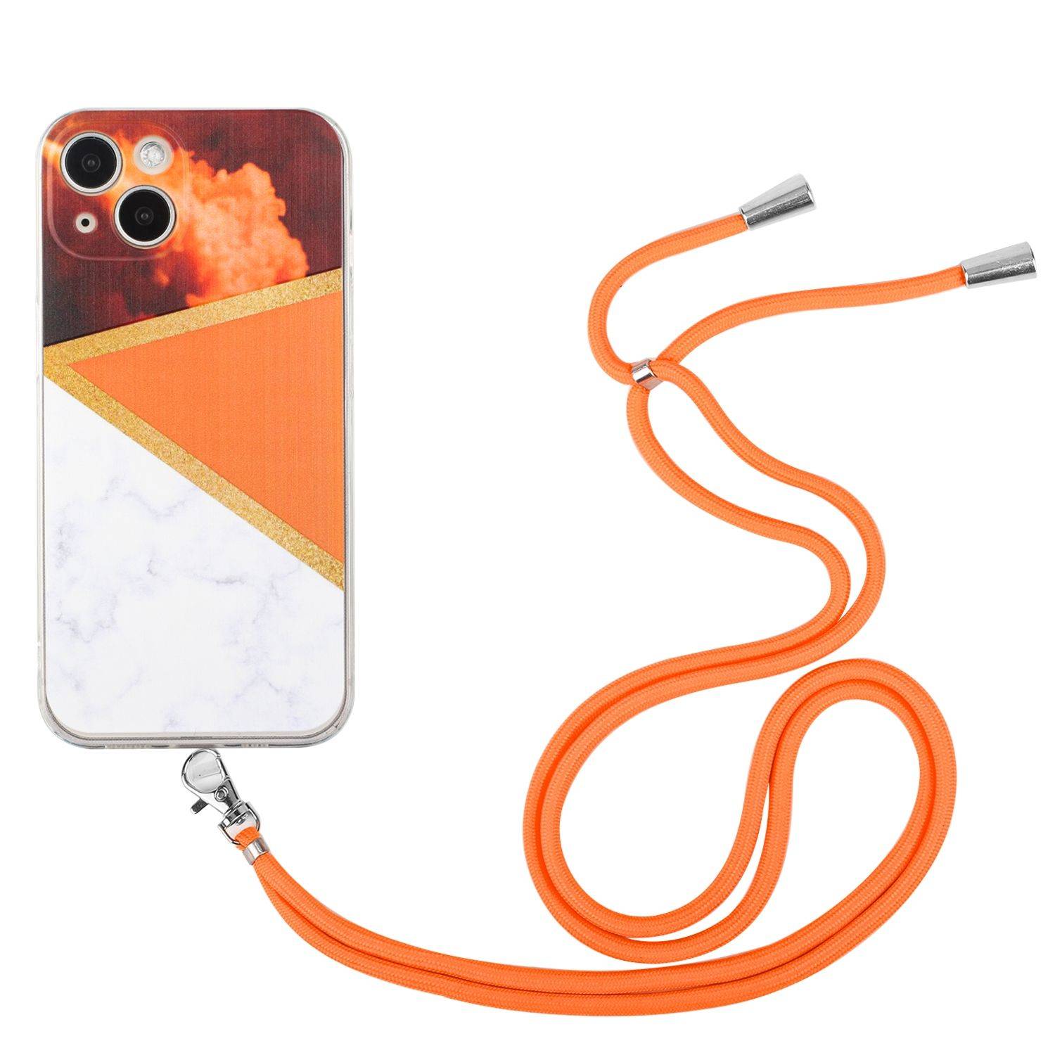 Hülle kompatibel mit Apple iPhone 13 mini Kunststoff Handykette Cover - Case Handyhülle Orange