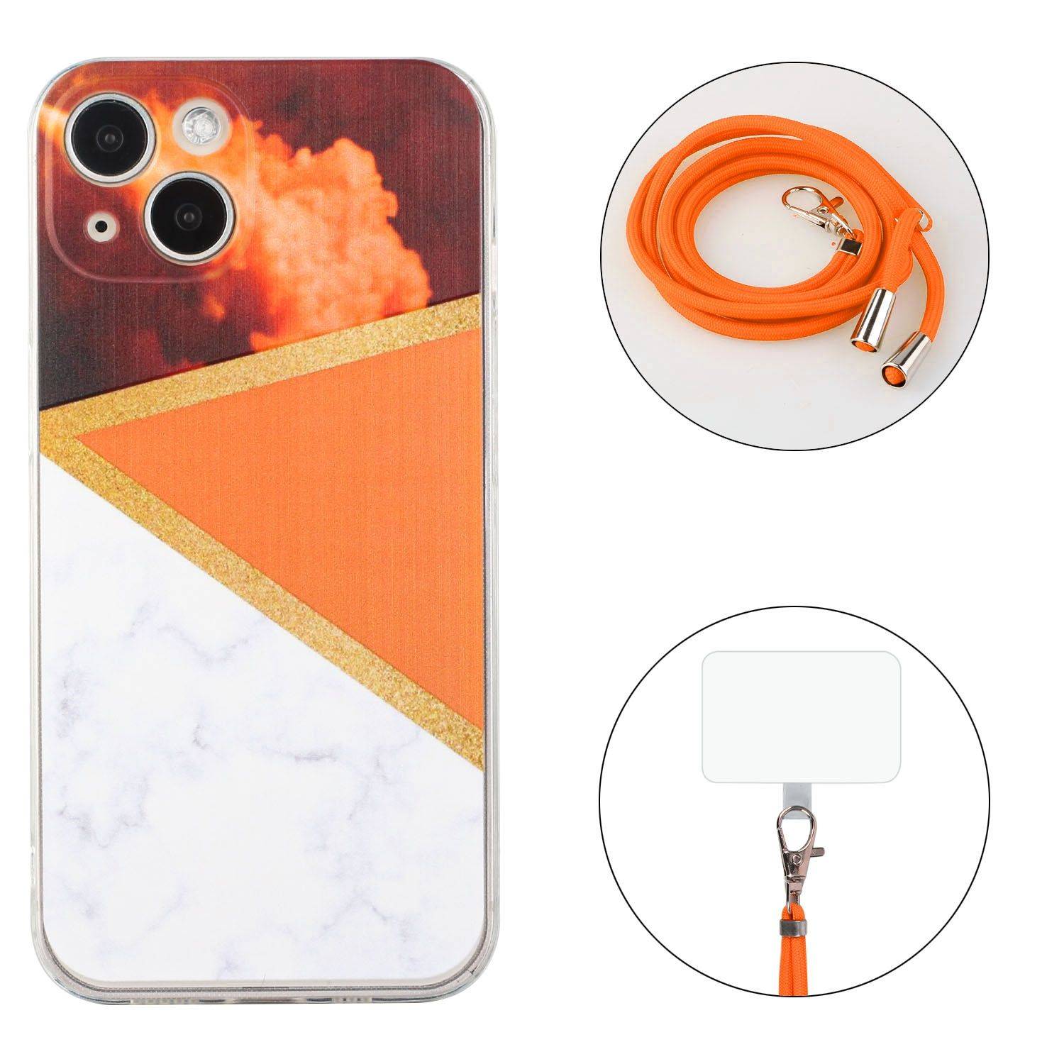 Hülle kompatibel mit Apple iPhone 13 mini Kunststoff Handykette Cover - Case Handyhülle Orange