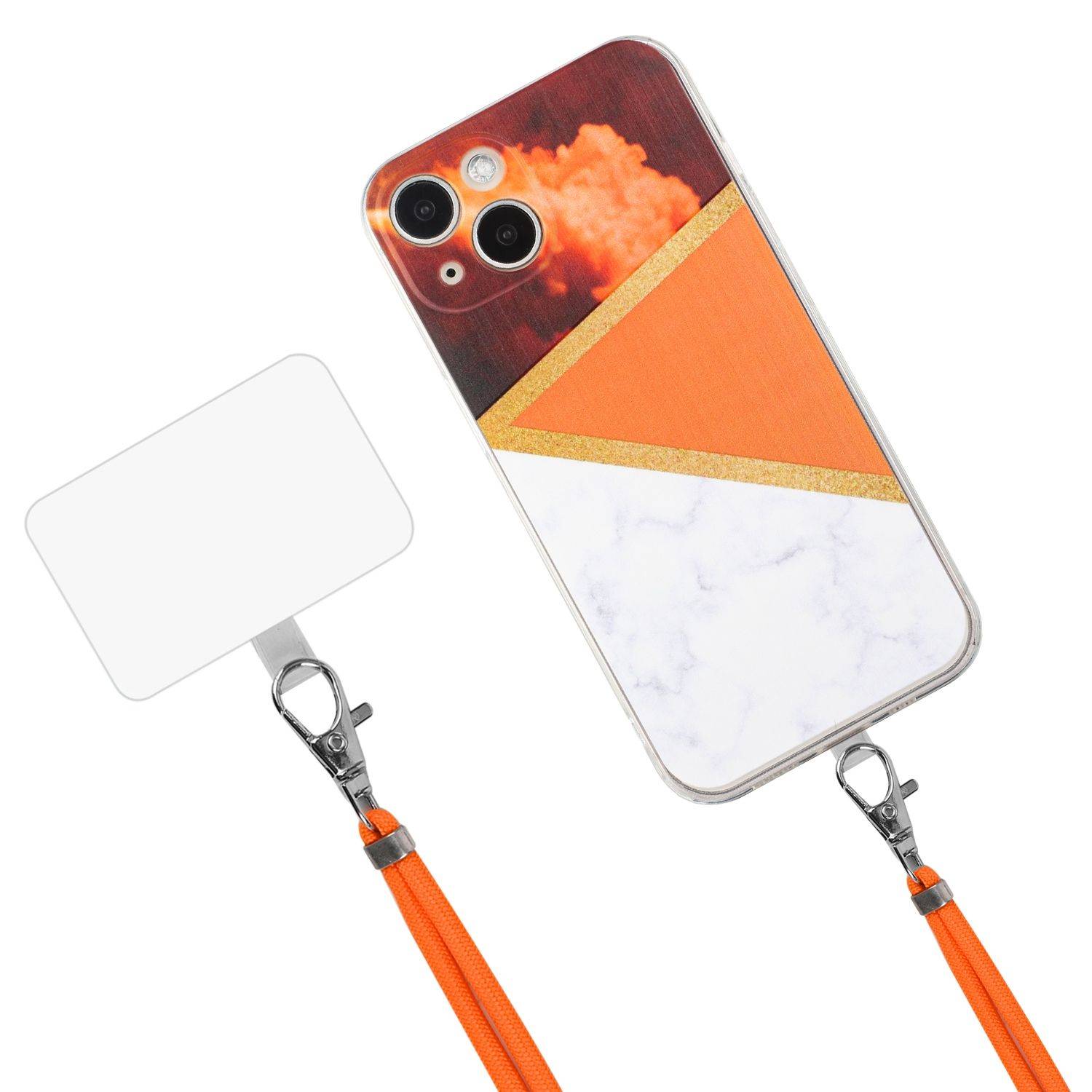 Hülle kompatibel mit Apple iPhone 13 mini Kunststoff Handykette Cover - Case Handyhülle Orange