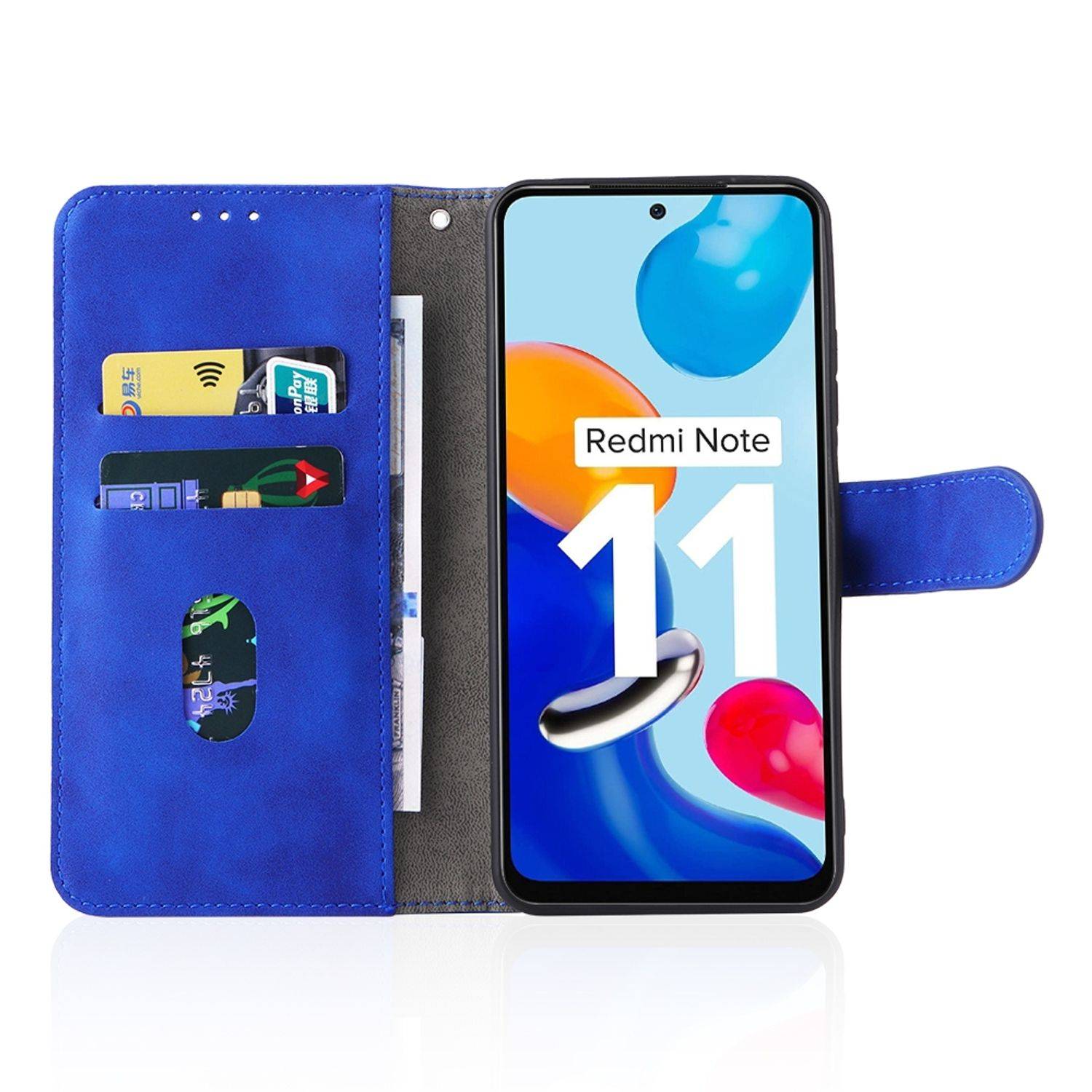 Hülle kompatibel mit Xiaomi Redmi Note 11 / Note 11S Global Kunstleder Handyhülle - Handy Case Blau