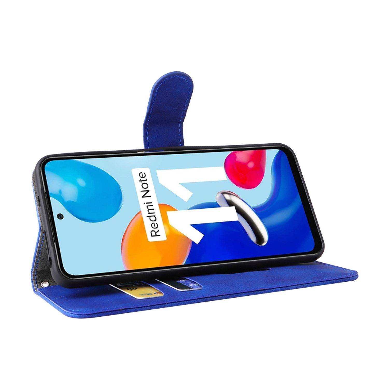Hülle kompatibel mit Xiaomi Redmi Note 11 / Note 11S Global Kunstleder Handyhülle - Handy Case Blau