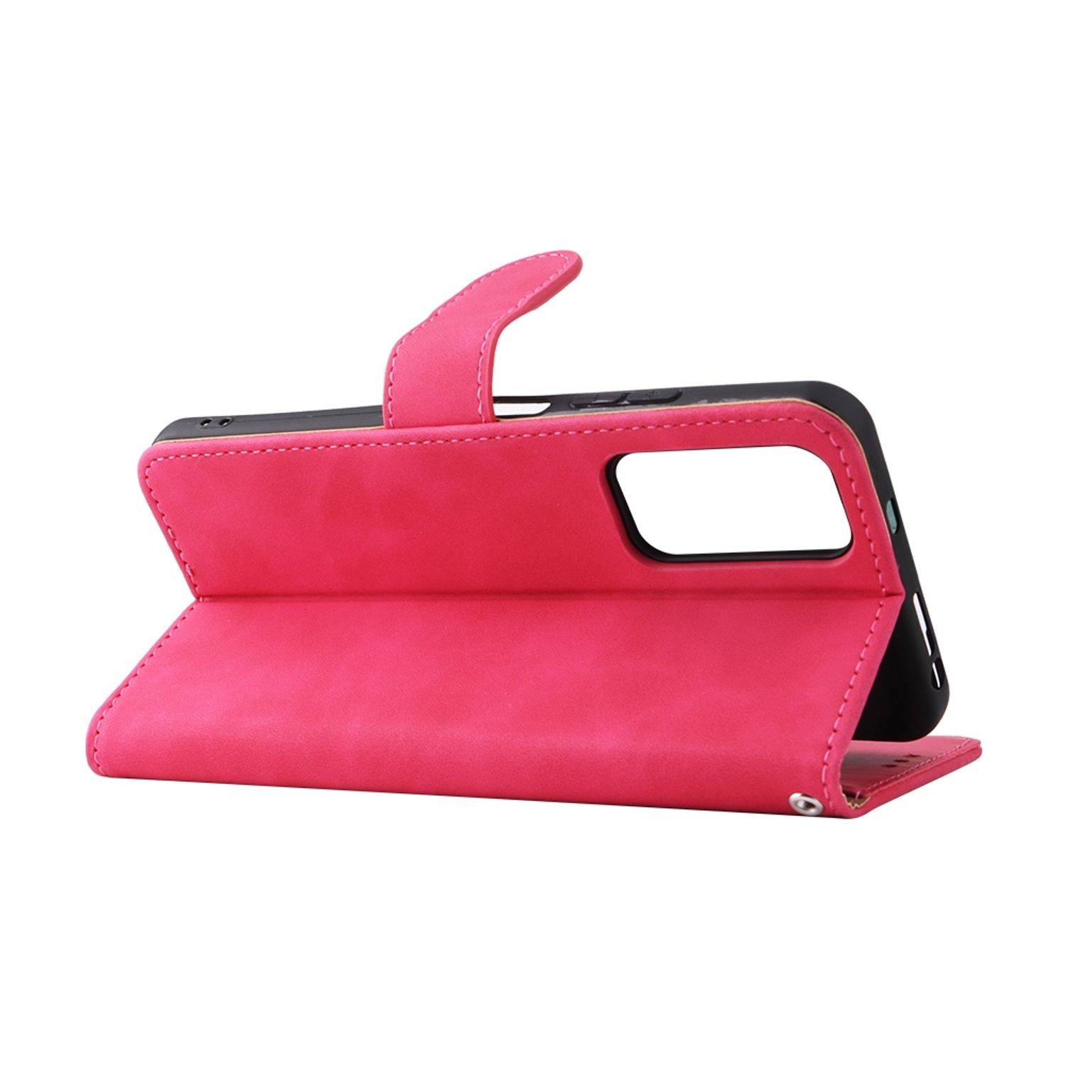 Hülle kompatibel mit Xiaomi Redmi Note 11 / Note 11S Global Kunstleder Handyhülle - Handy Case Rosa Rot