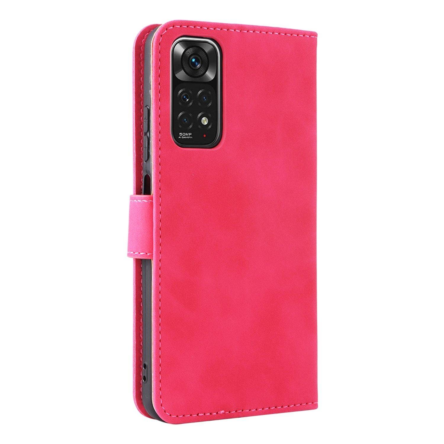 Hülle kompatibel mit Xiaomi Redmi Note 11 / Note 11S Global Kunstleder Handyhülle - Handy Case Rosa Rot
