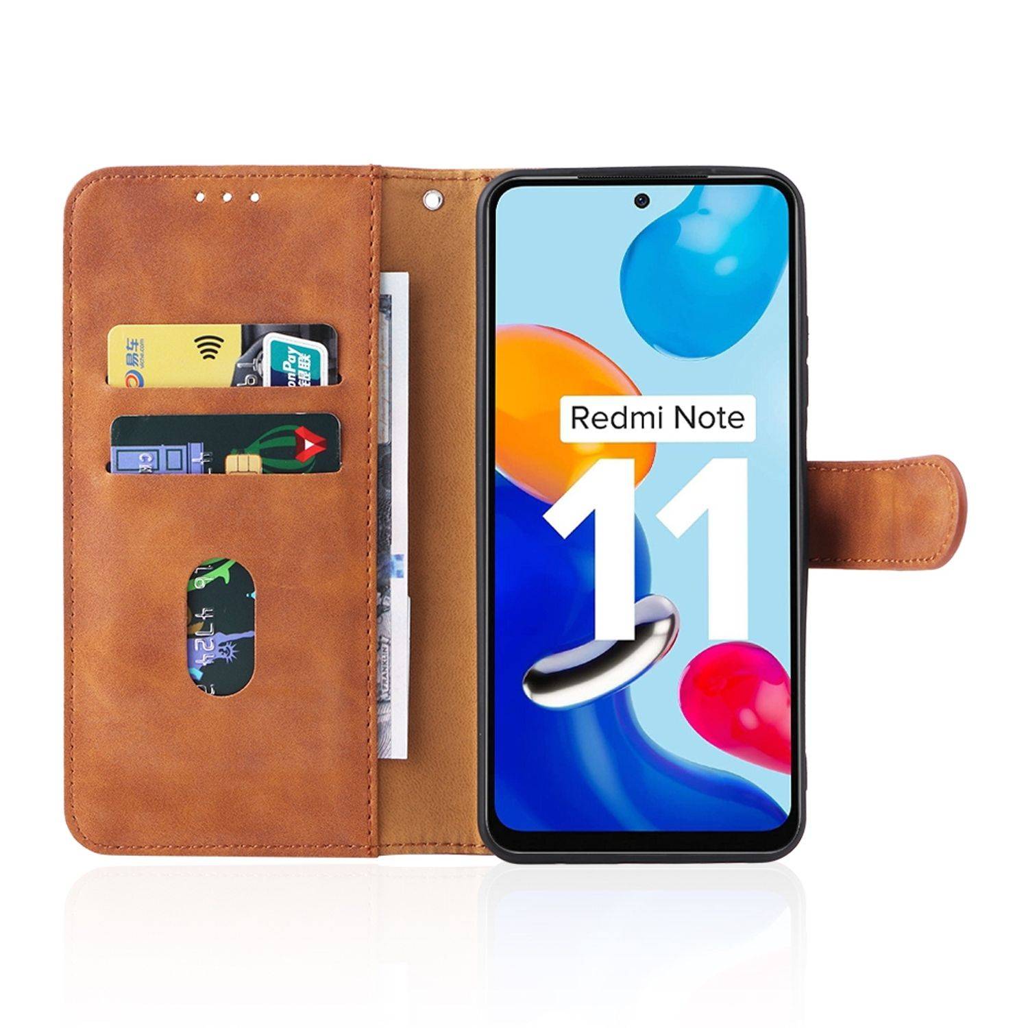 Hülle kompatibel mit Xiaomi Redmi Note 11 / Note 11S Global Kunstleder Handyhülle - Handy Case Braun