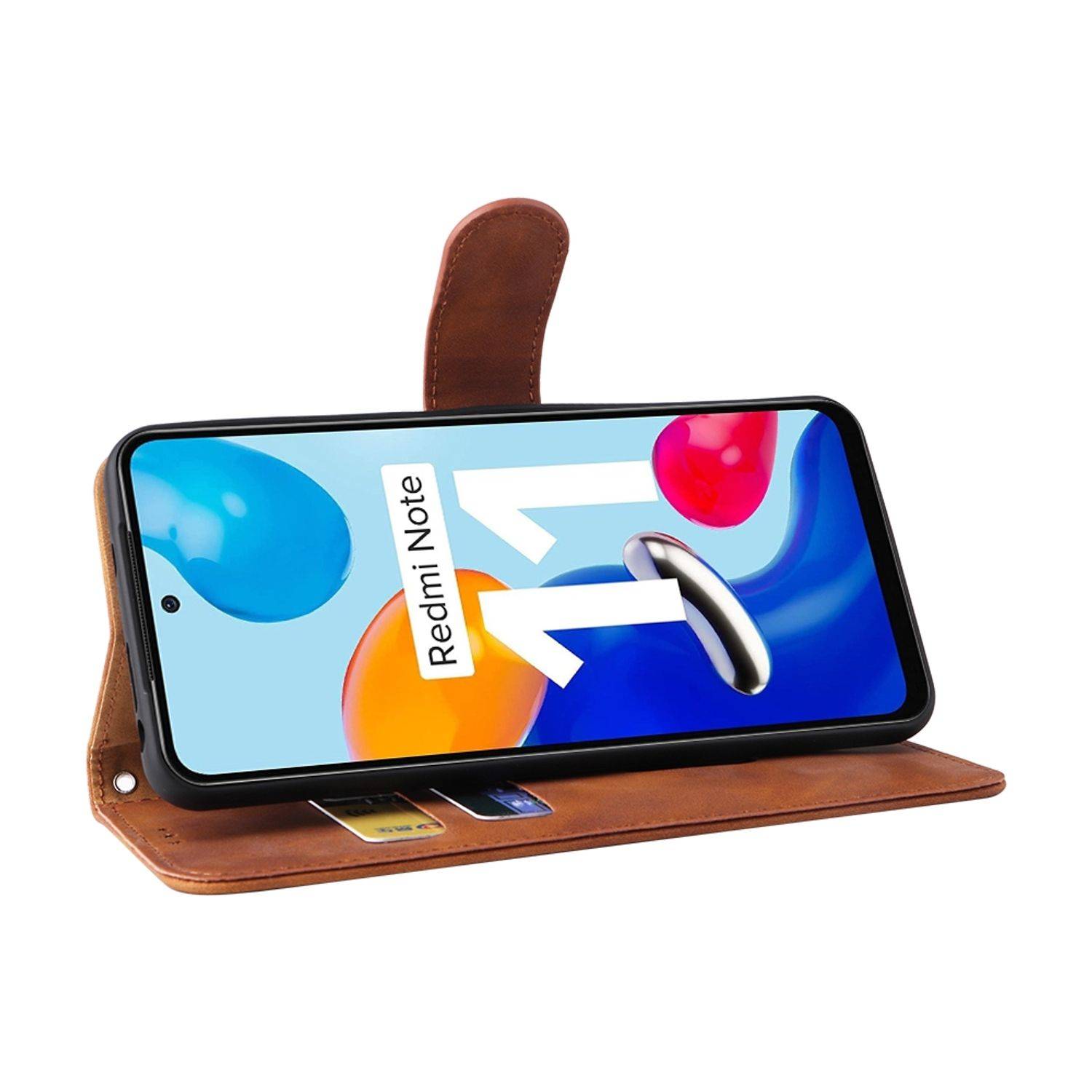 Hülle kompatibel mit Xiaomi Redmi Note 11 / Note 11S Global Kunstleder Handyhülle - Handy Case Braun