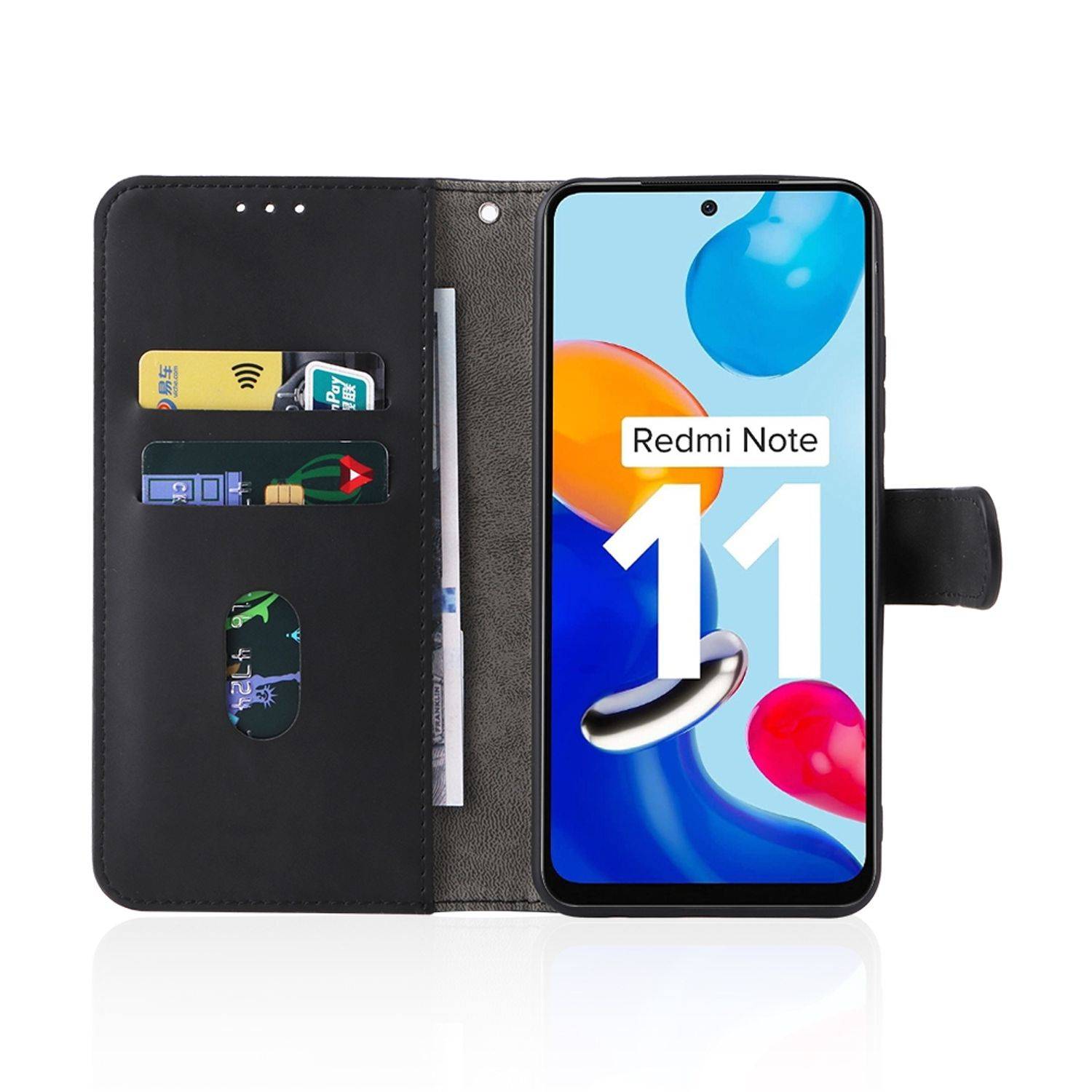 Hülle kompatibel mit Xiaomi Redmi Note 11 / Note 11S Global Kunstleder Handyhülle - Handy Case Schwarz