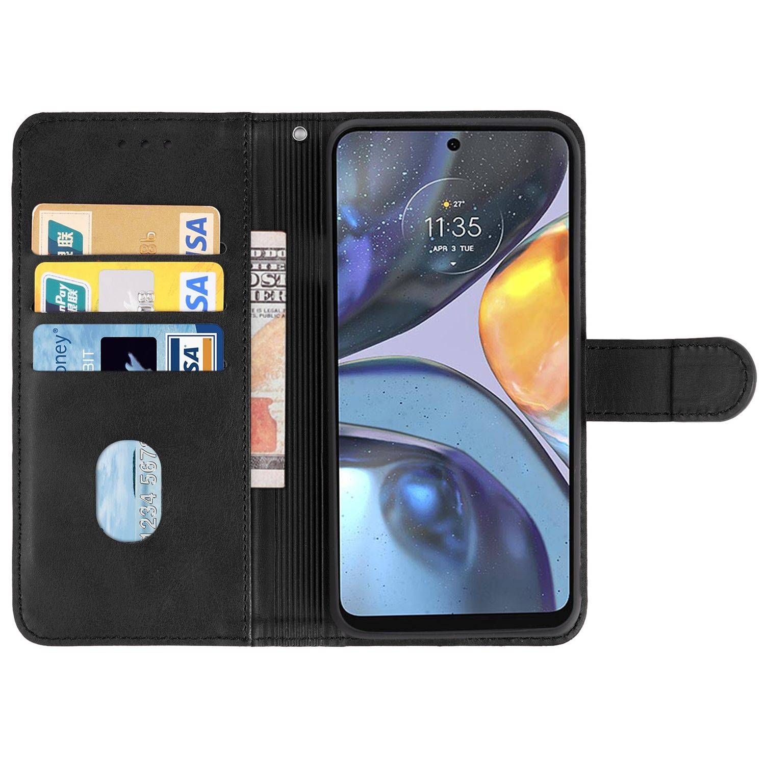Hülle kompatibel mit Motorola Moto G22 Kunstleder Handyhülle - Handy Case Schwarz