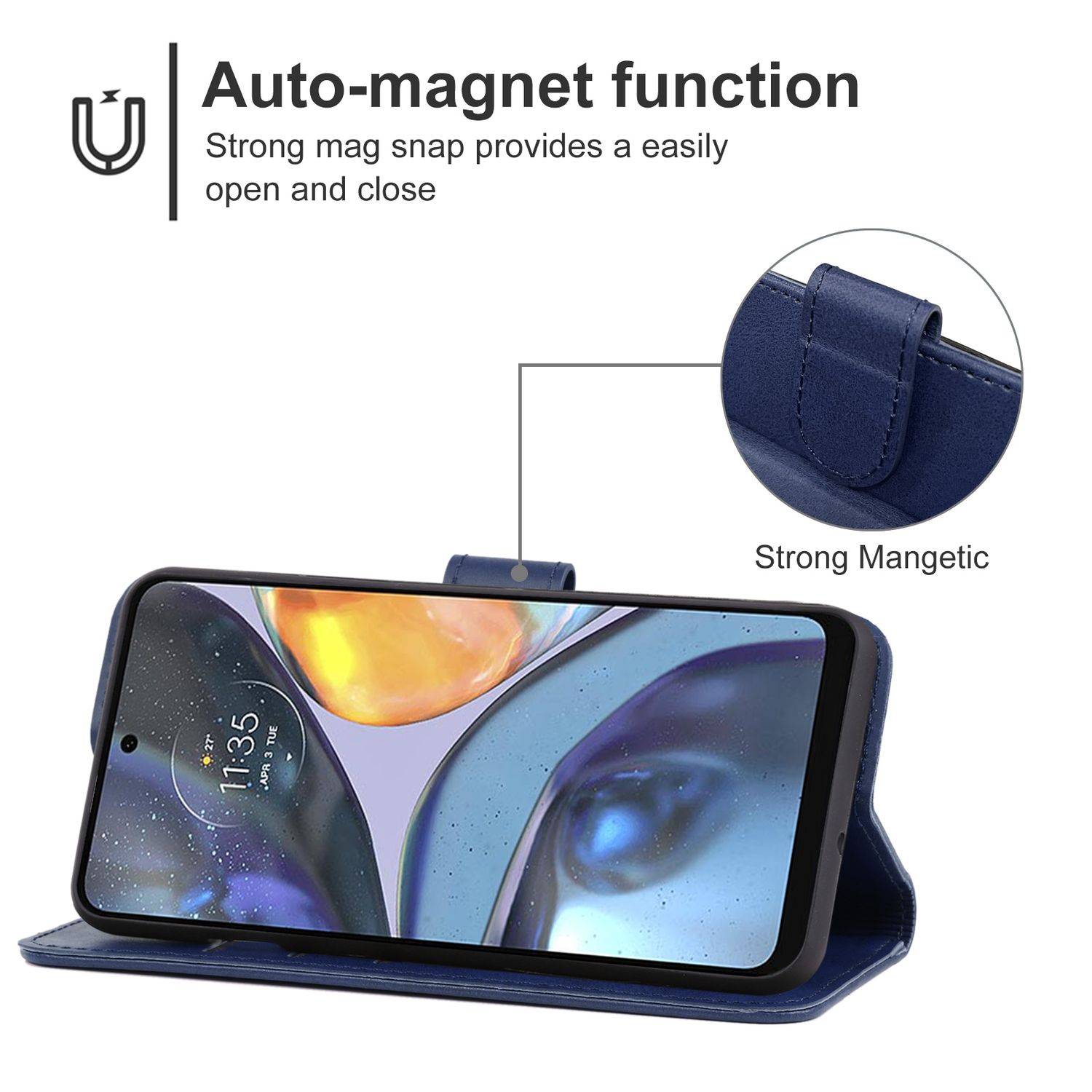 Hülle kompatibel mit Motorola Moto G22 Kunstleder Handyhülle - Handy Case Blau