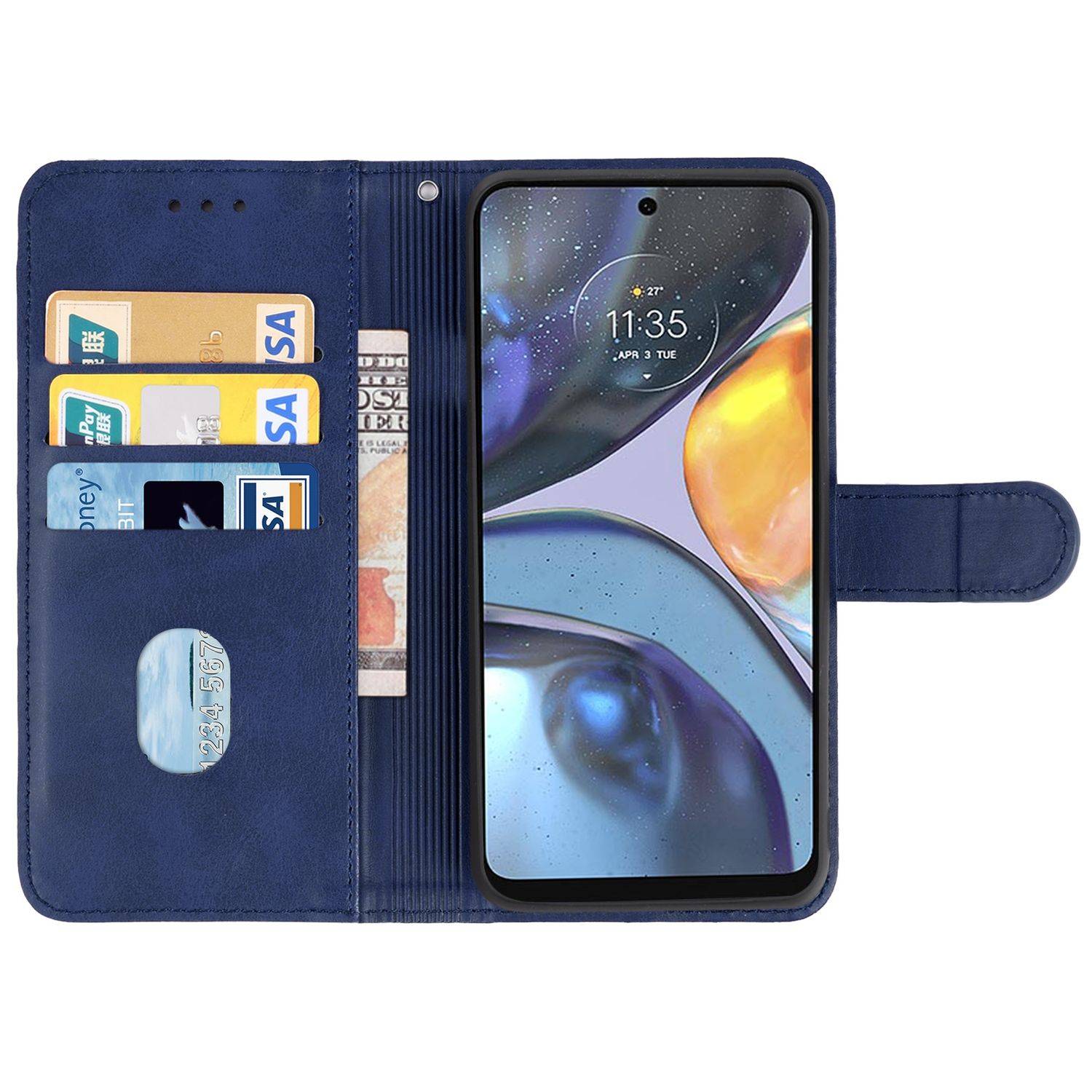 Hülle kompatibel mit Motorola Moto G22 Kunstleder Handyhülle - Handy Case Blau