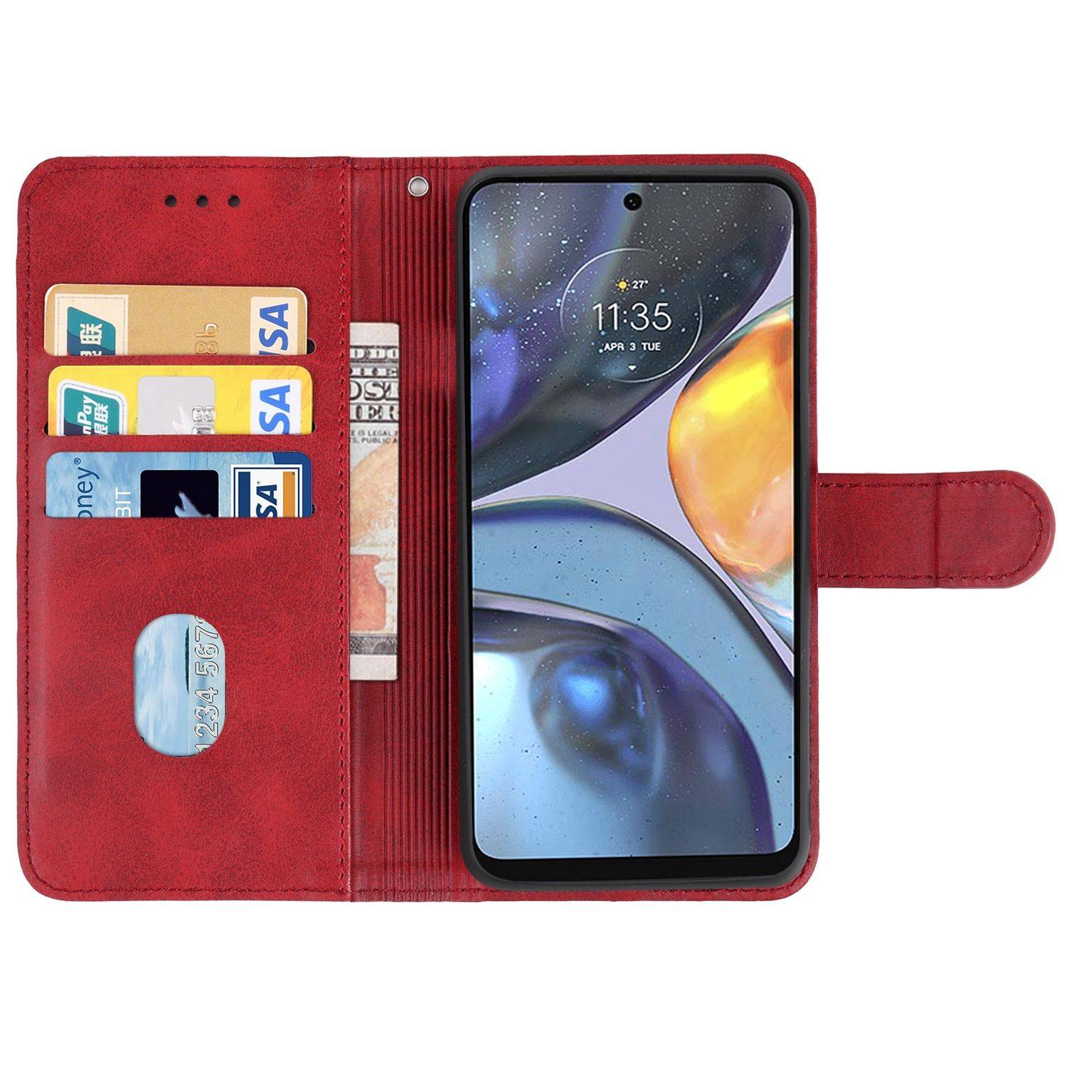 Hülle kompatibel mit Motorola Moto G22 Kunstleder Handyhülle - Handy Case Rot