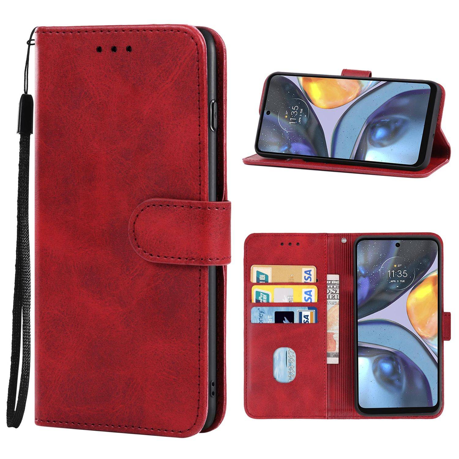 Hülle kompatibel mit Motorola Moto G22 Kunstleder Handyhülle - Handy Case Rot