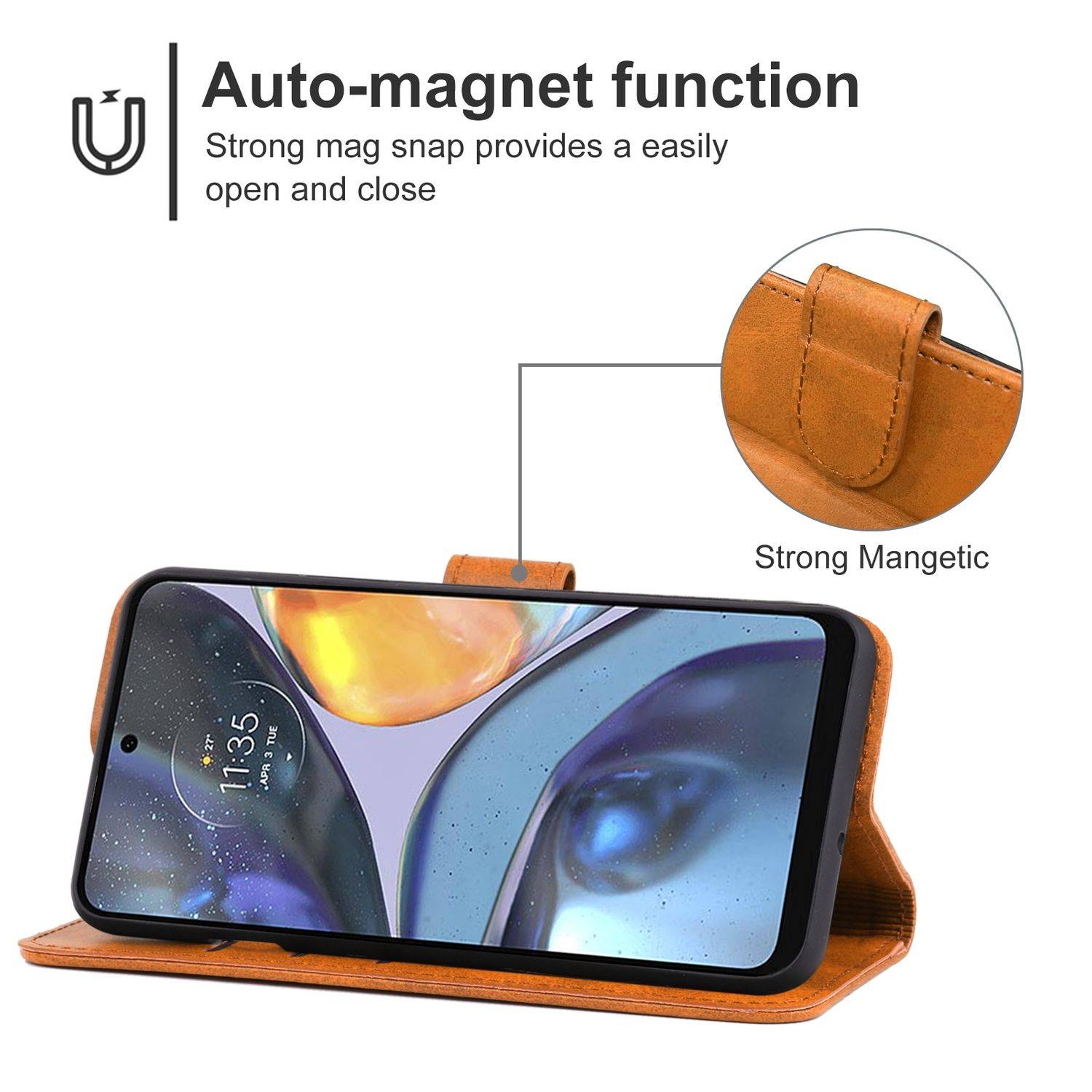 Hülle kompatibel mit Motorola Moto G22 Kunstleder Handyhülle - Handy Case Braun