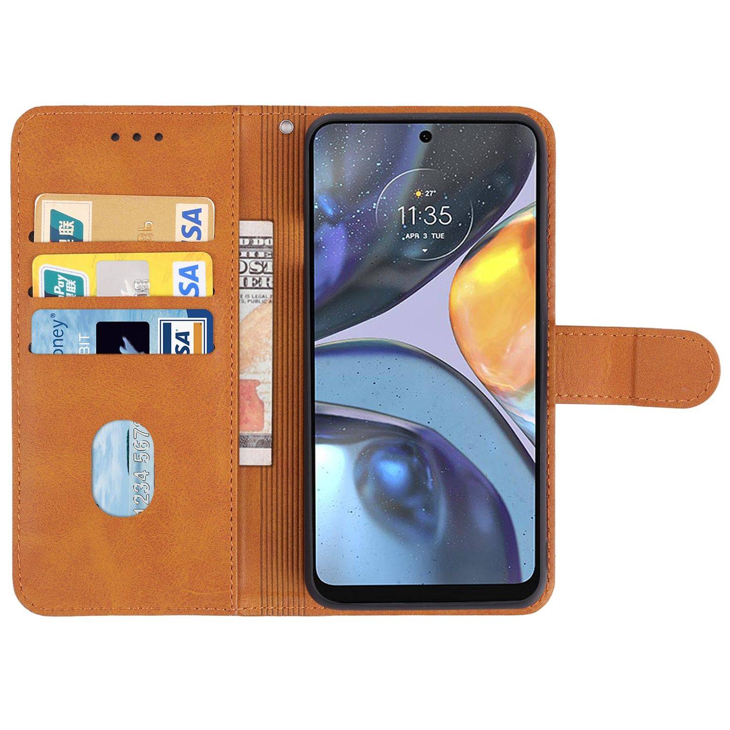 Hülle kompatibel mit Motorola Moto G22 Kunstleder Handyhülle - Handy Case Braun