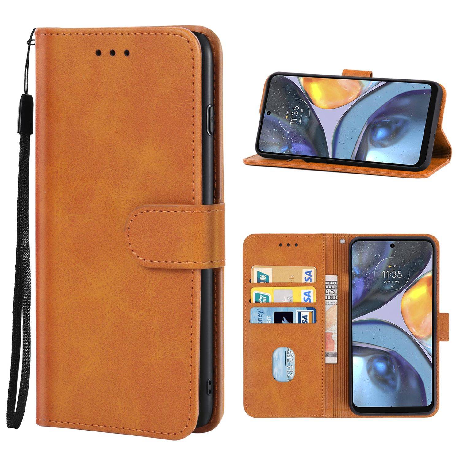 Hülle kompatibel mit Motorola Moto G22 Kunstleder Handyhülle - Handy Case Braun