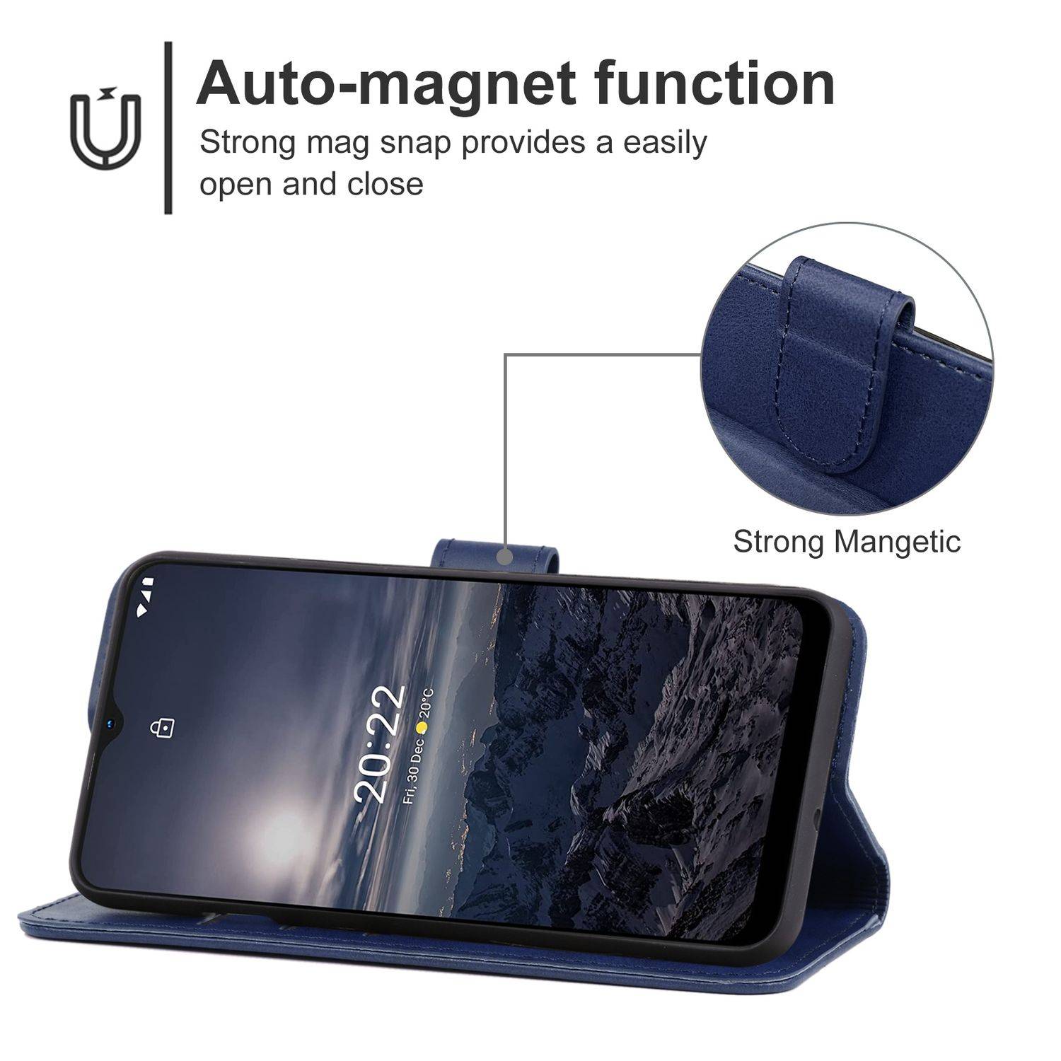 Hülle kompatibel mit Nokia G21 / G11 Kunstleder Handyhülle - Handy Case Blau