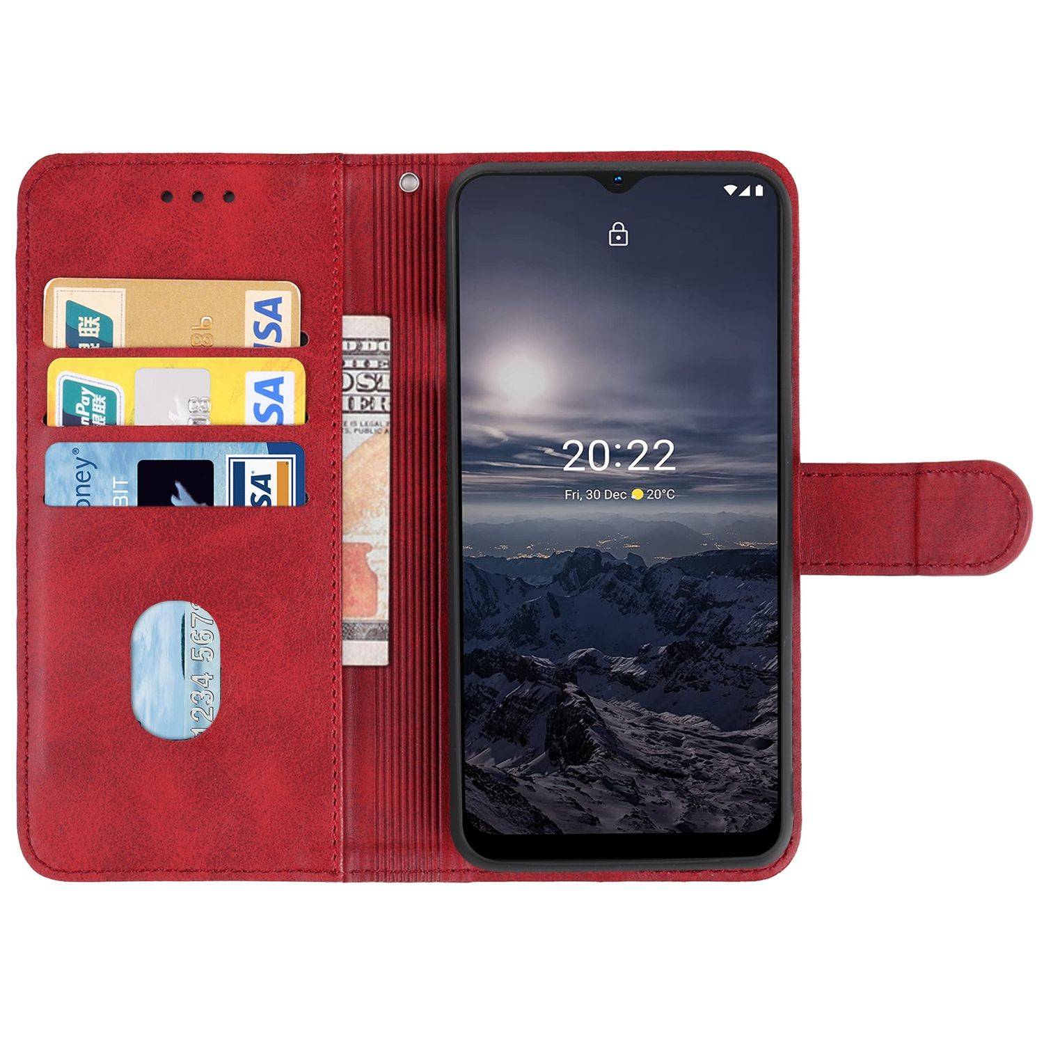 Hülle kompatibel mit Nokia G21 / G11 Kunstleder Handyhülle - Handy Case Rot