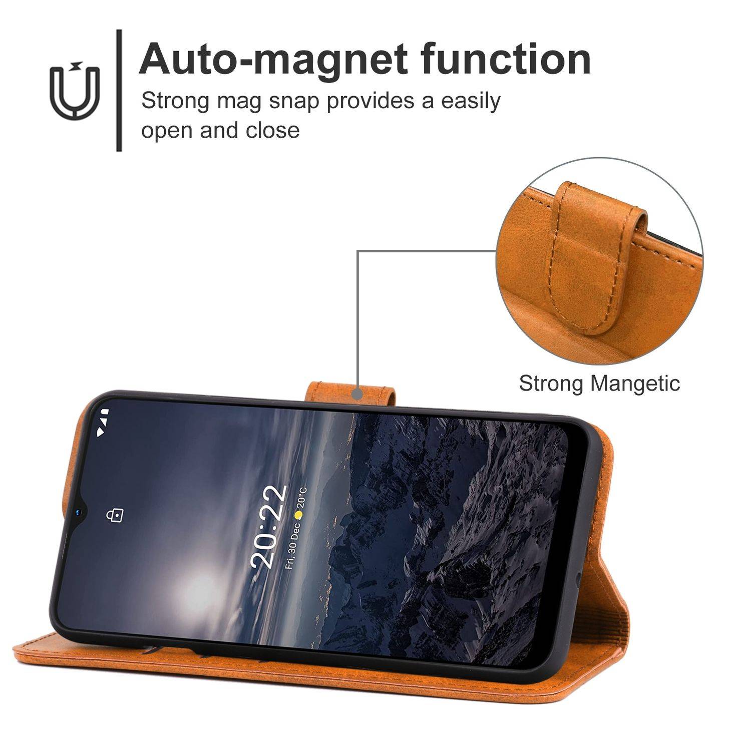 Hülle kompatibel mit Nokia G21 / G11 Kunstleder Handyhülle - Handy Case Braun