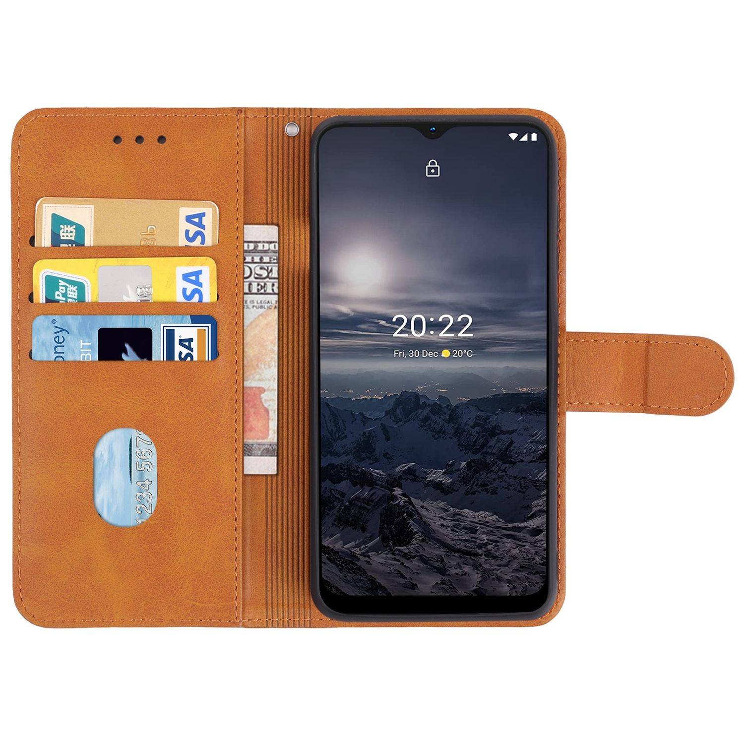 Hülle kompatibel mit Nokia G21 / G11 Kunstleder Handyhülle - Handy Case Braun