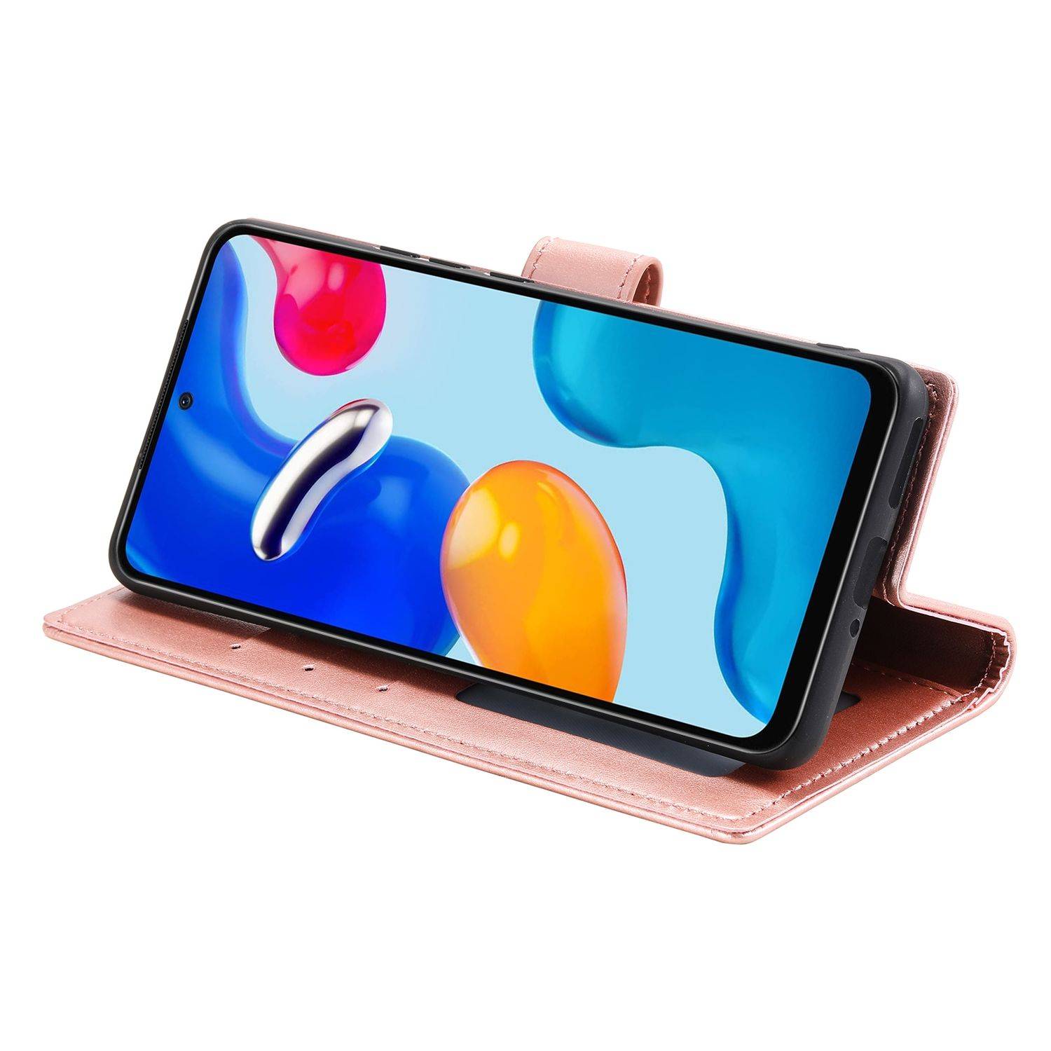 Hülle kompatibel mit Xiaomi Redmi Note 11 / Note 11S Global Kunstleder Handyhülle - Handy Case Rosengold