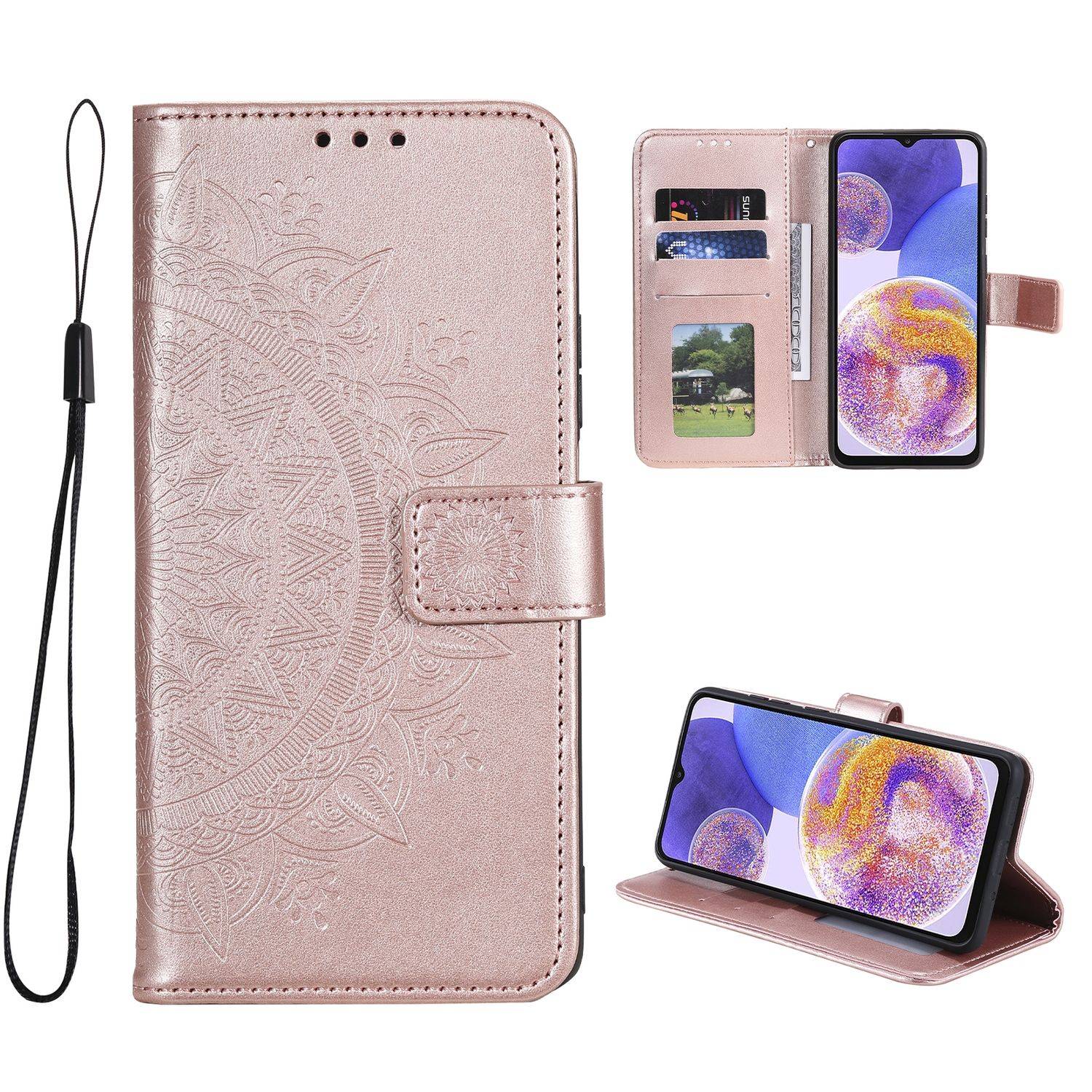 Hülle kompatibel mit Samsung Galaxy A23 Kunstleder Handyhülle - Handy Case Rosengold