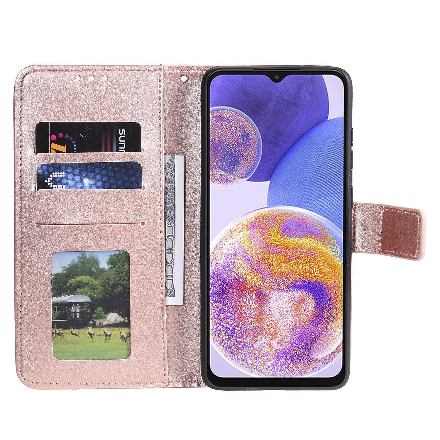 Hülle kompatibel mit Samsung Galaxy A23 Kunstleder Handyhülle - Handy Case Rosengold