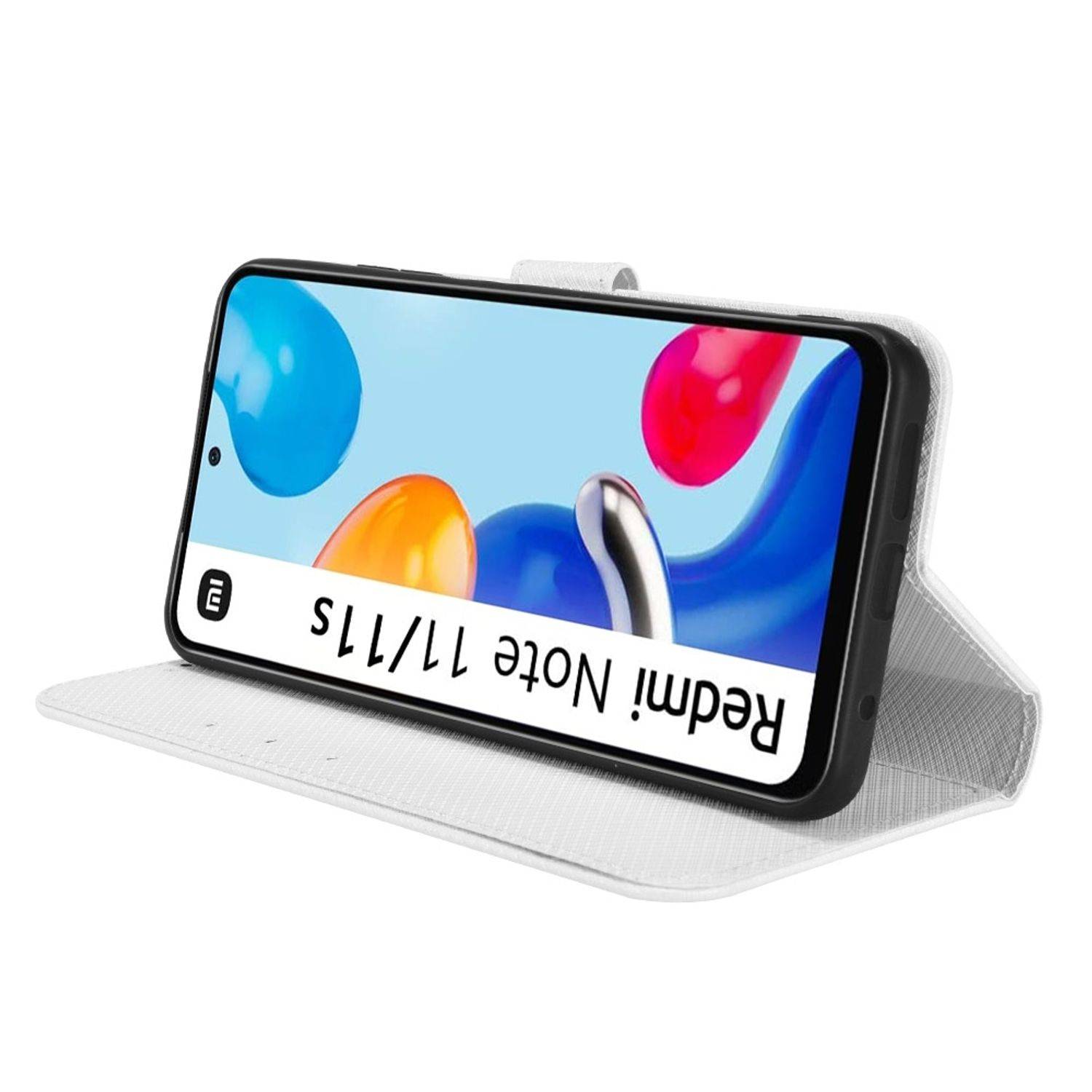 Hülle kompatibel mit Xiaomi Redmi Note 11 / Note 11S Global Kunstleder Handyhülle - Handy Case Weiß