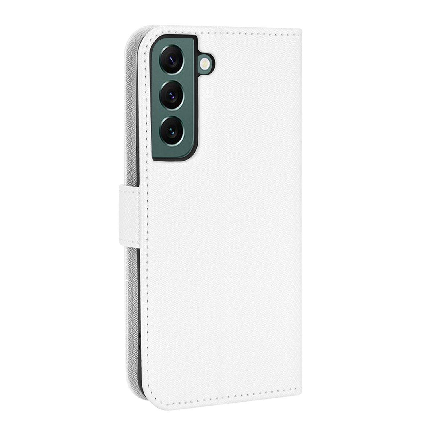 Hülle kompatibel mit Samsung Galaxy S22 5G Kunstleder Handyhülle - Handy Case Weiß