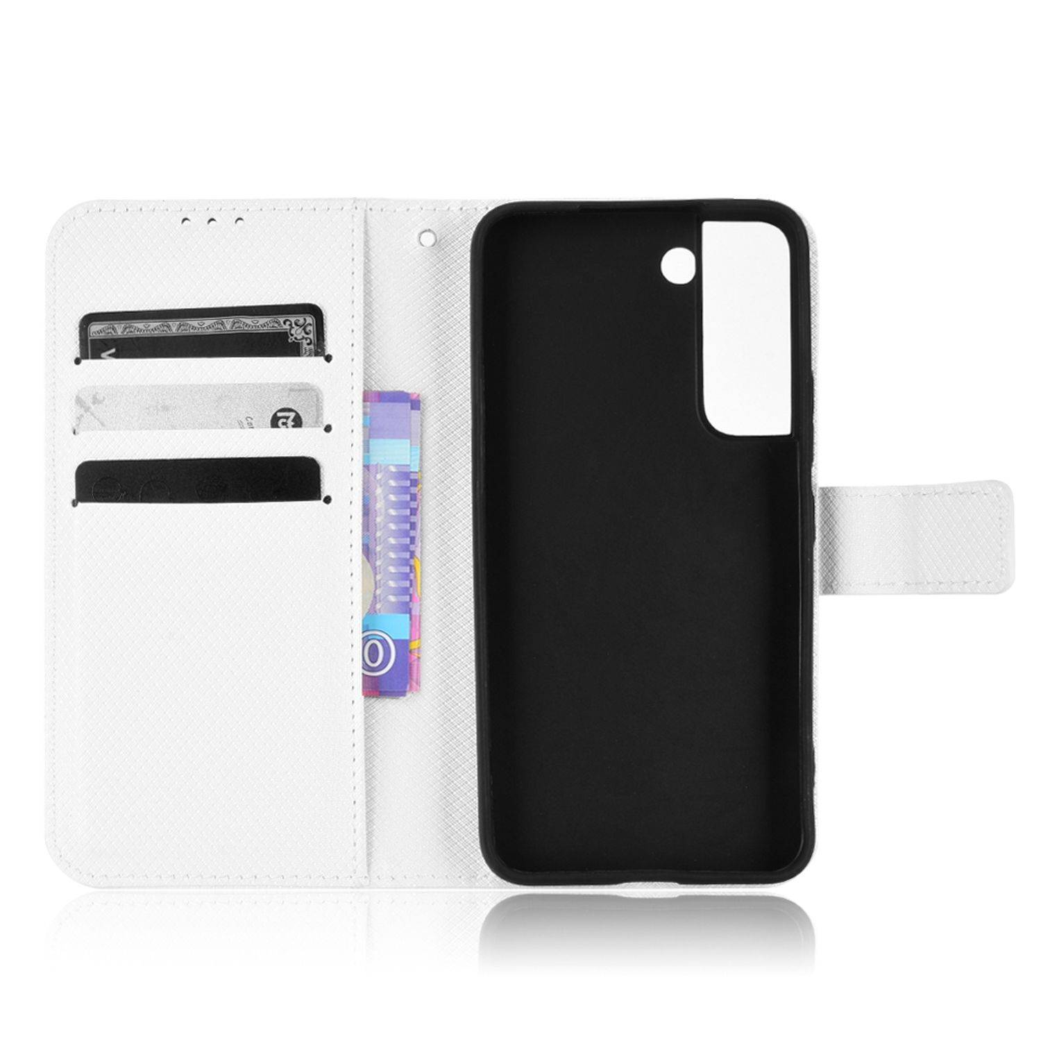 Hülle kompatibel mit Samsung Galaxy S22 5G Kunstleder Handyhülle - Handy Case Weiß