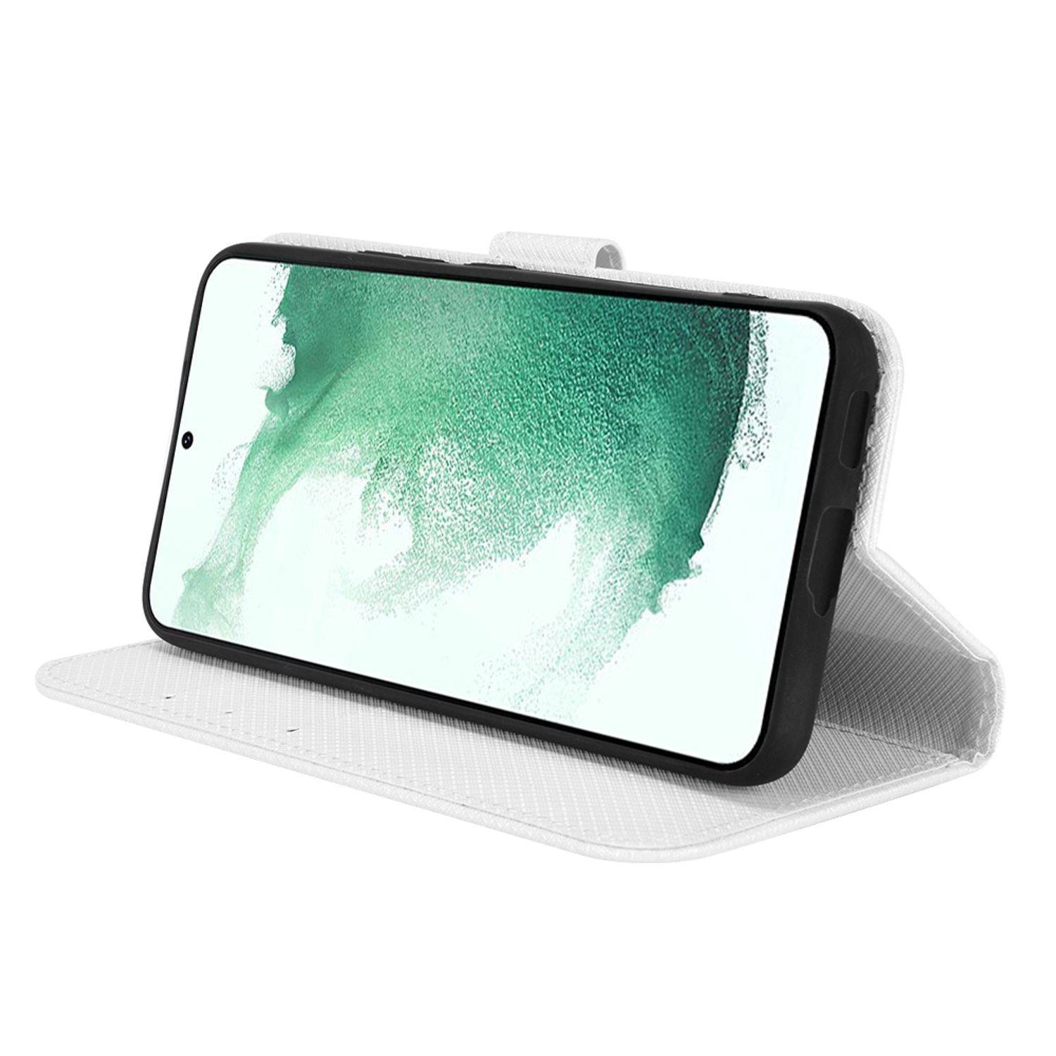 Hülle kompatibel mit Samsung Galaxy S22 5G Kunstleder Handyhülle - Handy Case Weiß