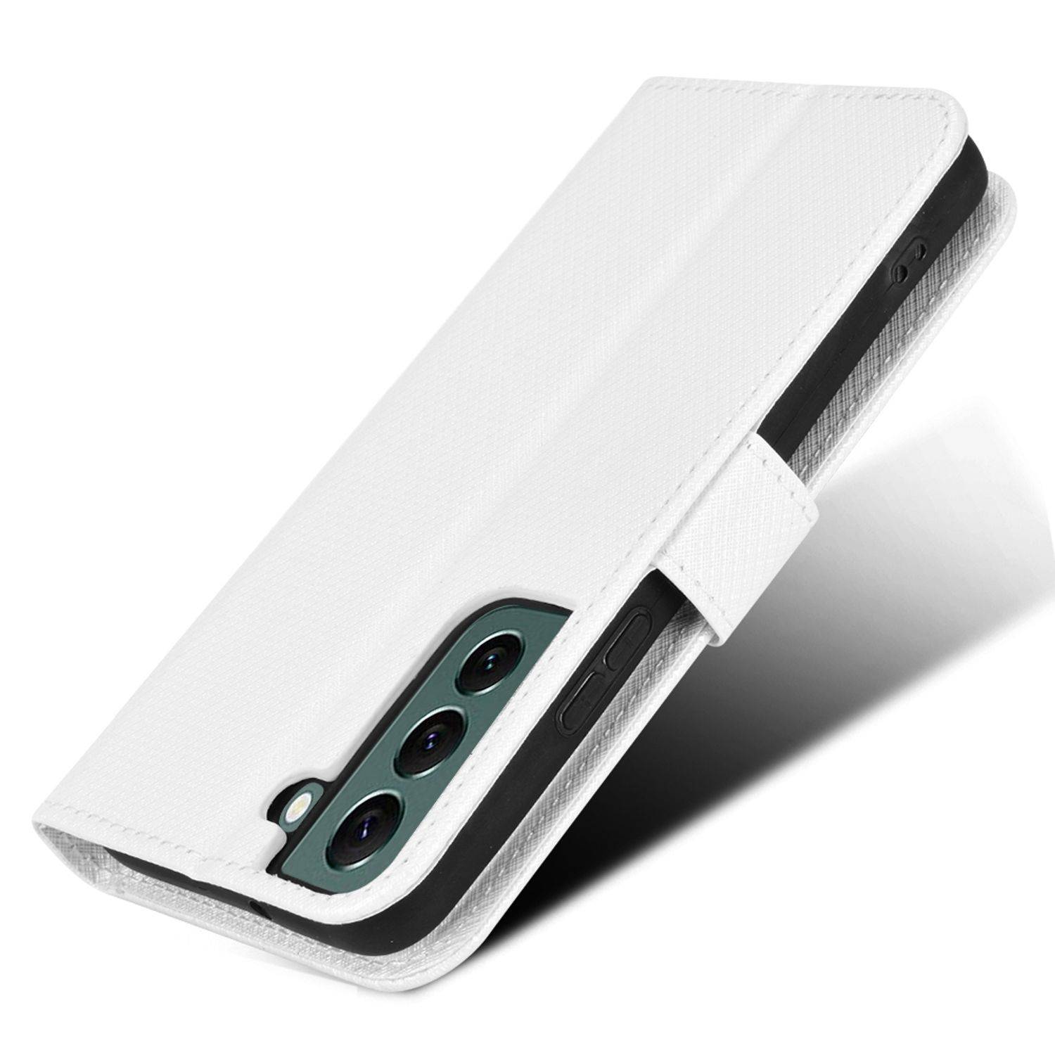 Hülle kompatibel mit Samsung Galaxy S22 5G Kunstleder Handyhülle - Handy Case Weiß