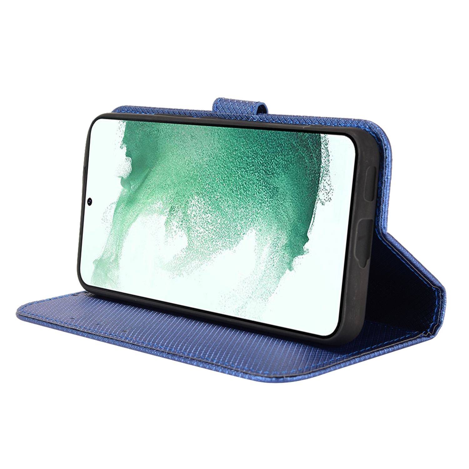 Hülle kompatibel mit Samsung Galaxy S22 5G Kunstleder Handyhülle - Handy Case Blau