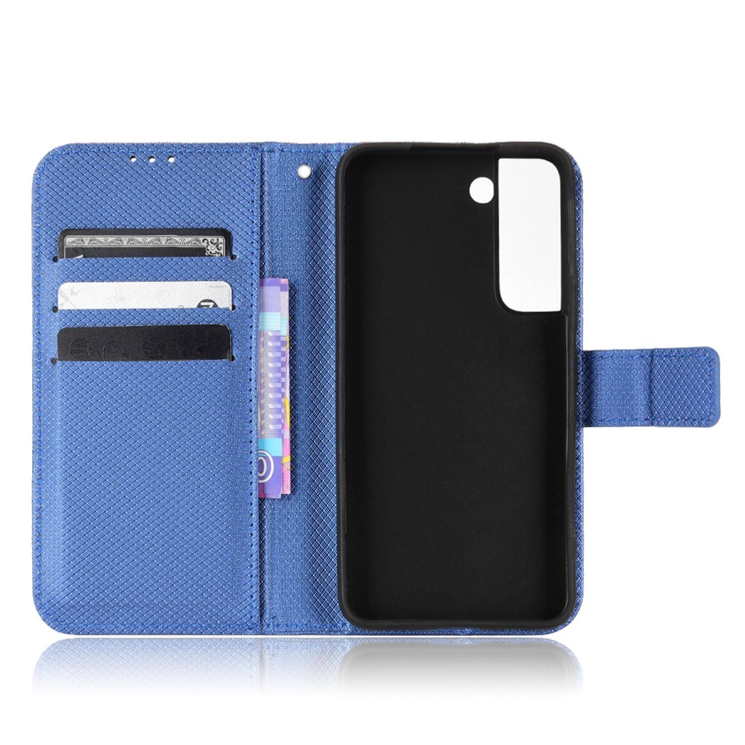 Hülle kompatibel mit Samsung Galaxy S22 5G Kunstleder Handyhülle - Handy Case Blau