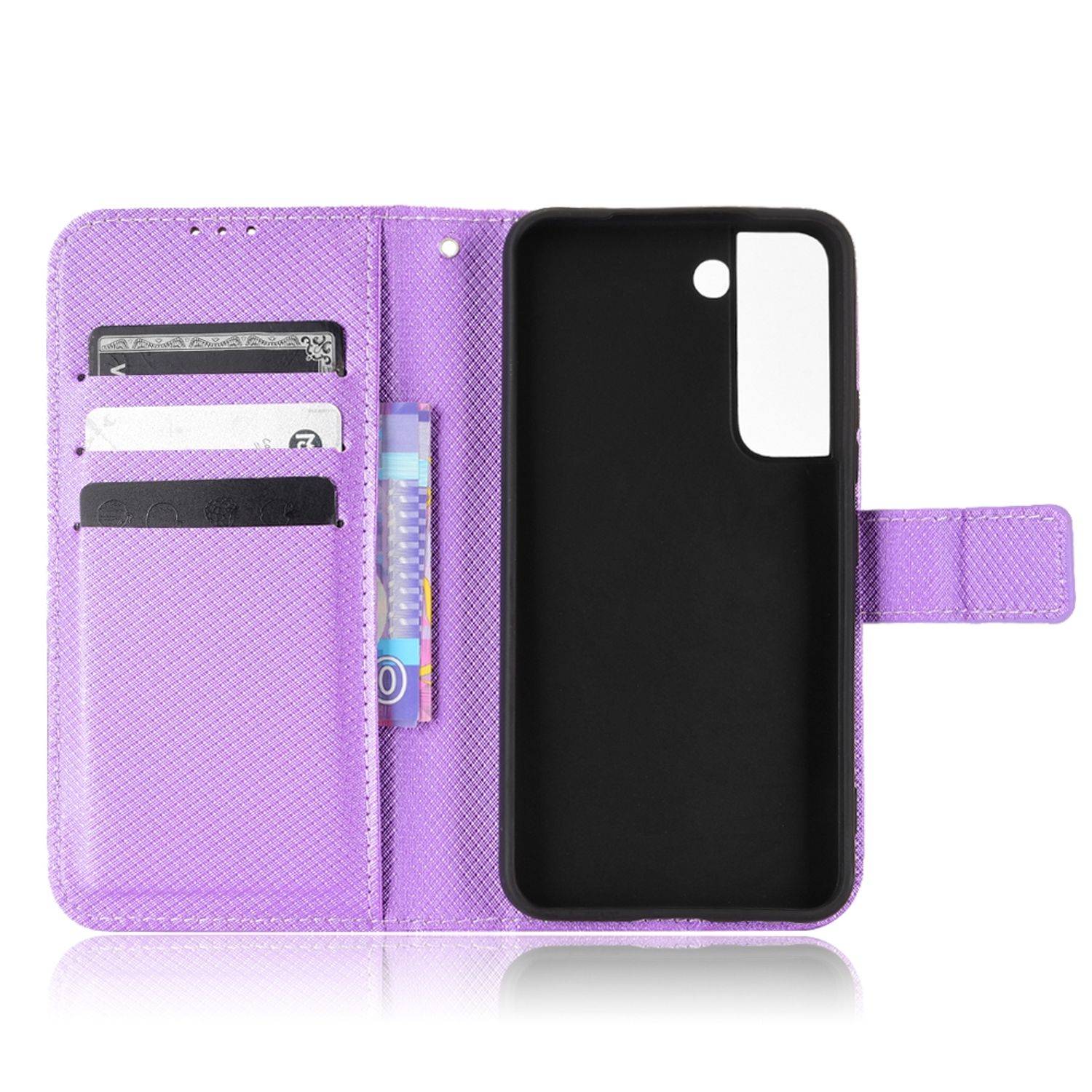 Hülle kompatibel mit Samsung Galaxy S22 5G Kunstleder Handyhülle - Handy Case Lila