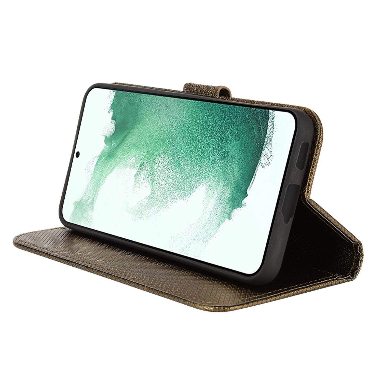 Hülle kompatibel mit Samsung Galaxy S22 5G Kunstleder Handyhülle - Handy Case Braun