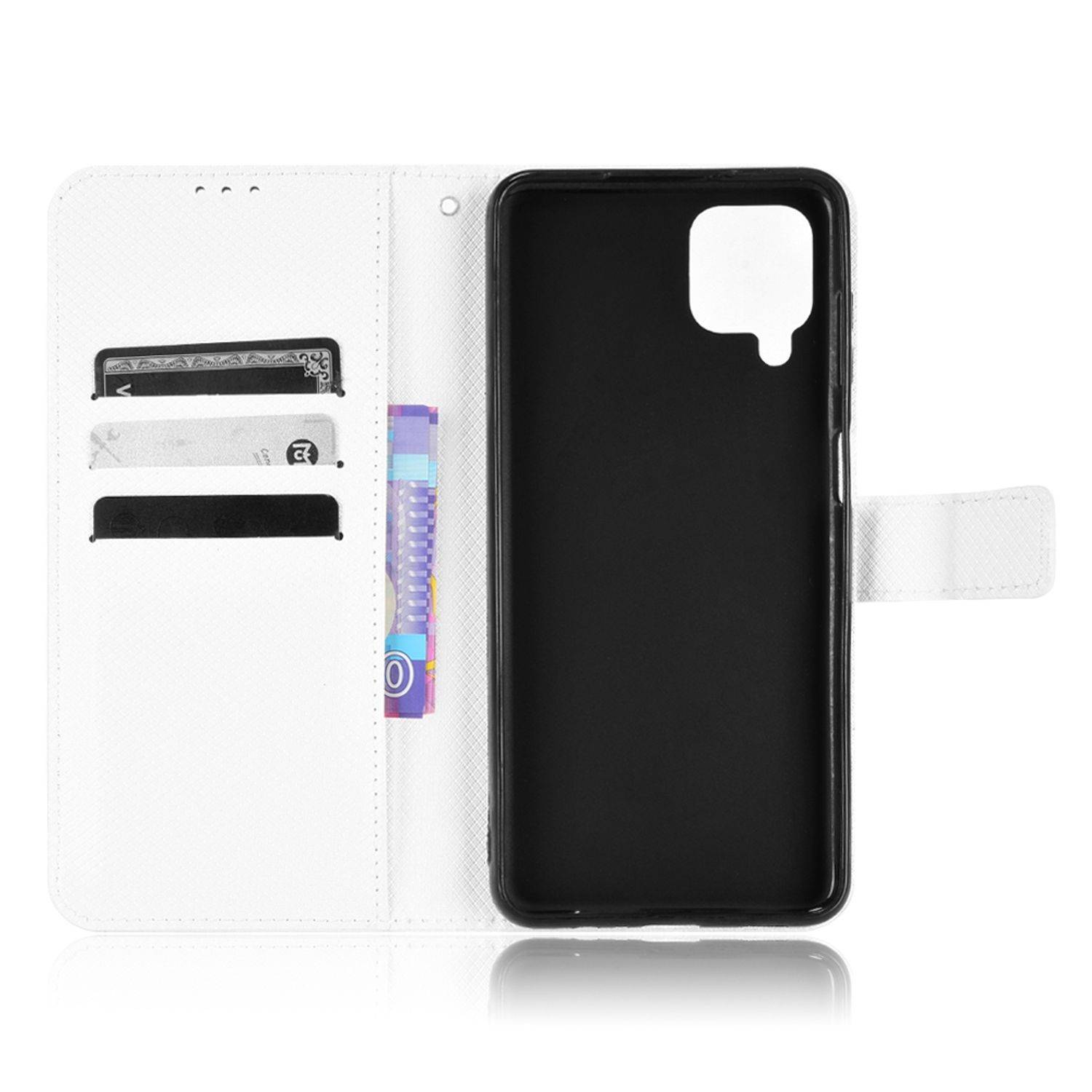 Hülle kompatibel mit Samsung Galaxy A12 Kunstleder Handyhülle - Handy Case Weiß