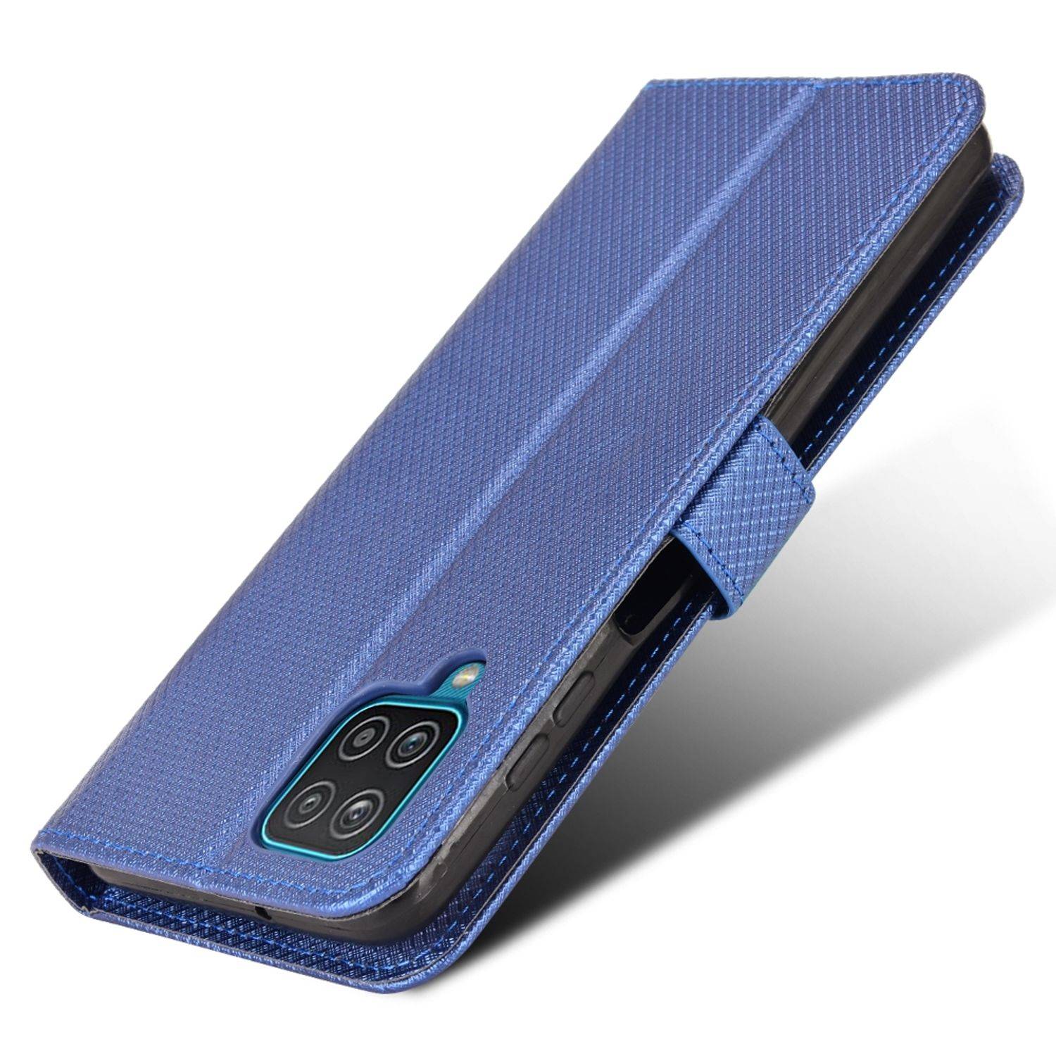 Hülle kompatibel mit Samsung Galaxy A12 Kunstleder Handyhülle - Handy Case Blau